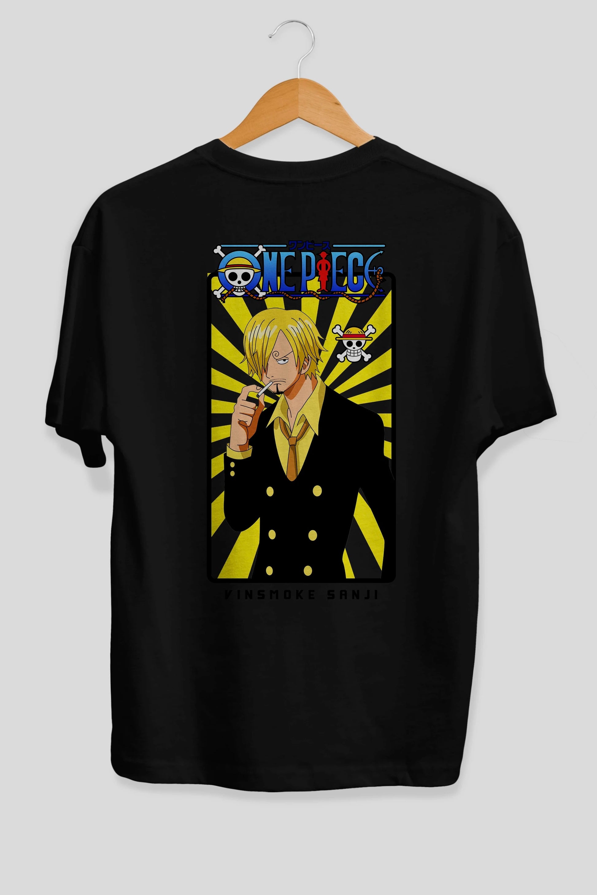 Sanji 4 Anime Arka Baskılı Oversize t-shirt Erkek Kadın Unisex %100 pamuk tişort