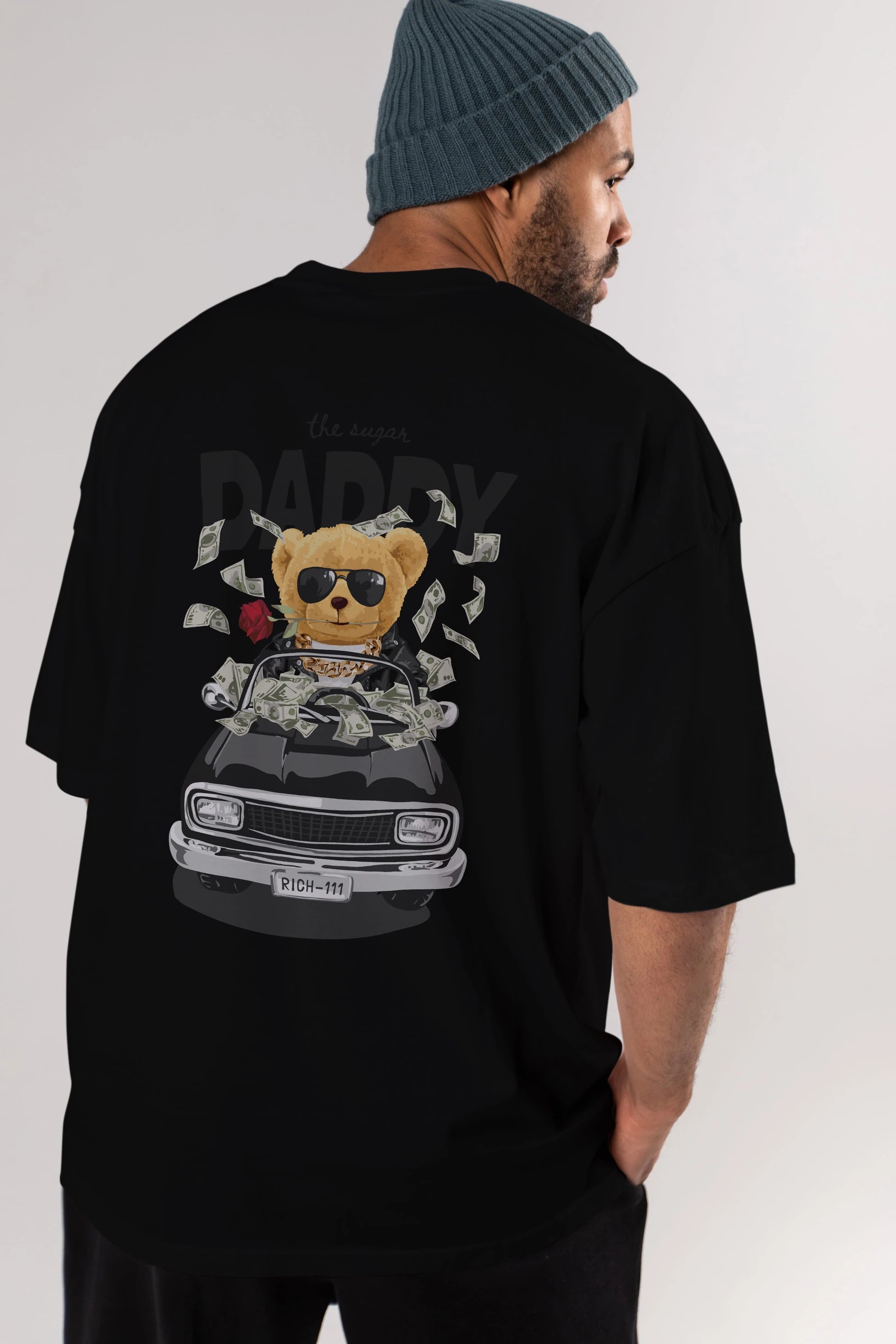 Teddy Bear Daddy Arka Baskılı Oversize t-shirt Erkek Kadın Unisex %100 Pamuk