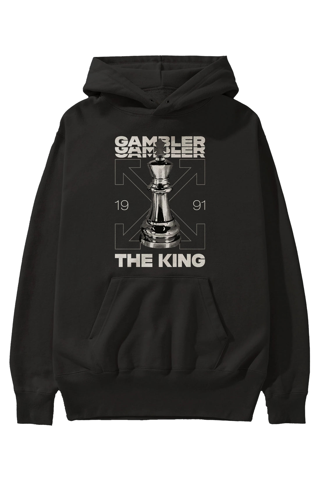 Gambler The King Ön Baskılı Hoodie Oversize Kapüşonlu Sweatshirt Erkek Kadın Unisex
