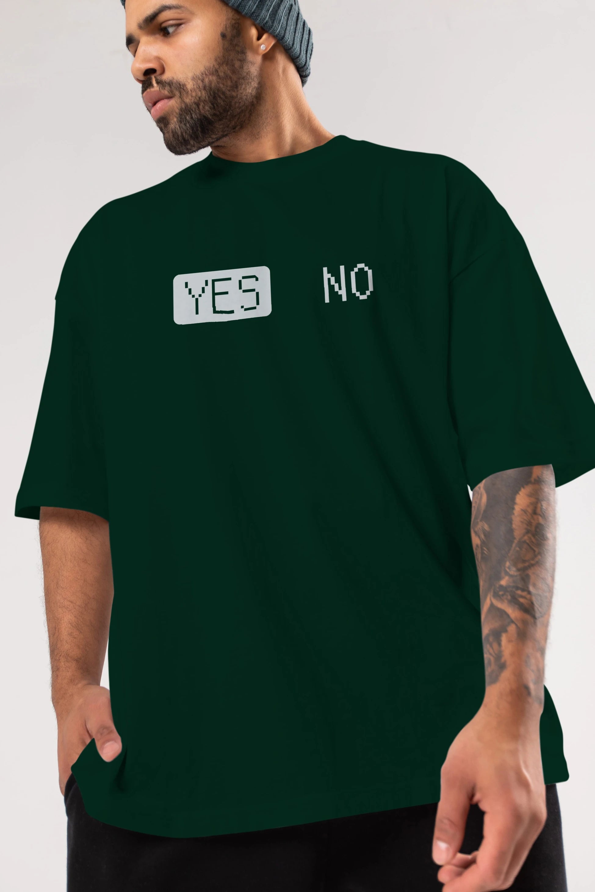 Yes No Ön Baskılı Oversize t-shirt %100 pamuk Erkek Kadın Unisex