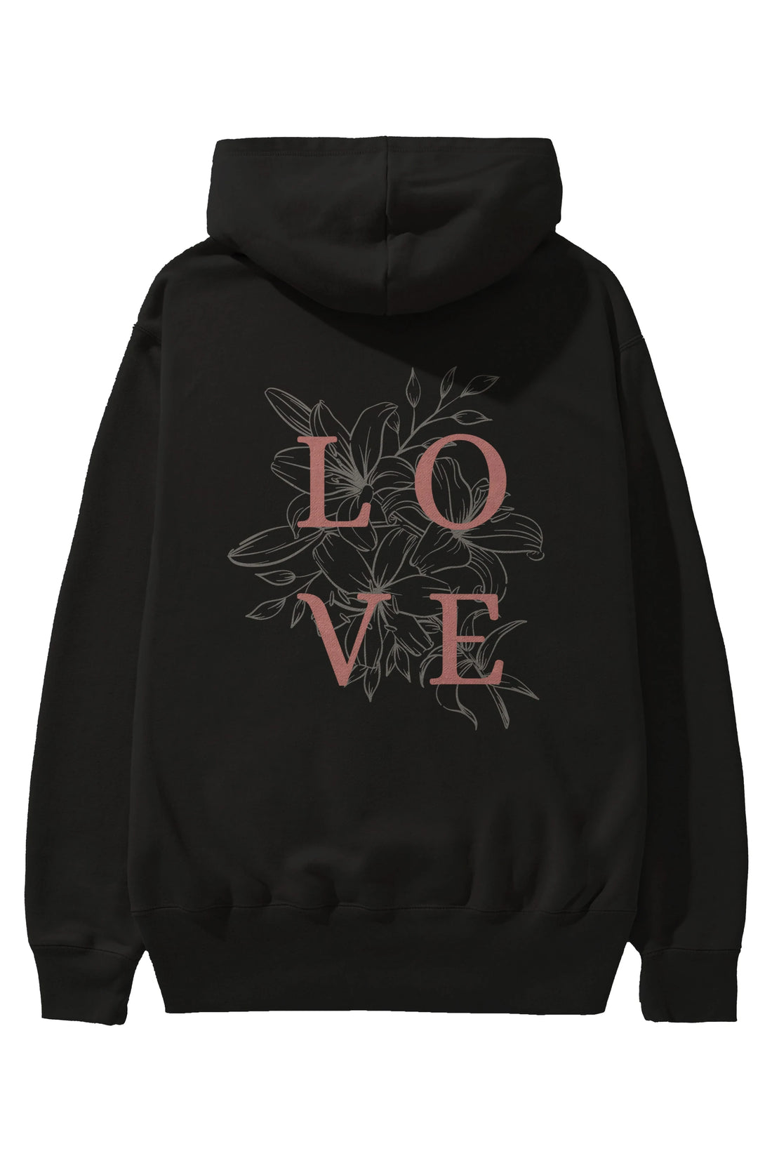 Love Yazılı Arka Baskılı Oversize Hoodie Kapüşonlu Sweatshirt Erkek Kadın Unisex