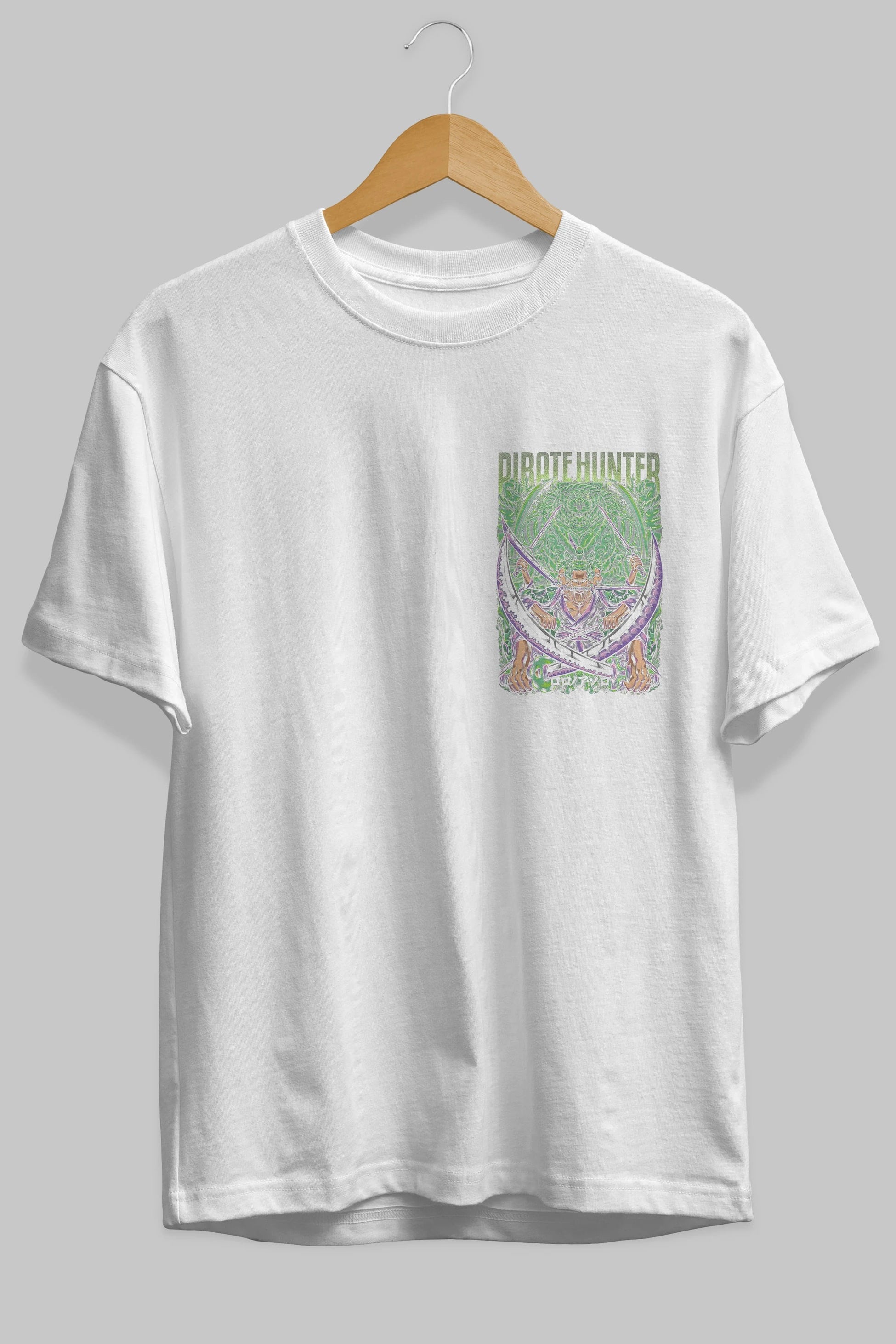 RORONOA ZORO 3 Ön Sol Baskılı Oversize t-shirt Erkek Kadın Unisex %100 Pamuk Bisiklet Yaka tişort