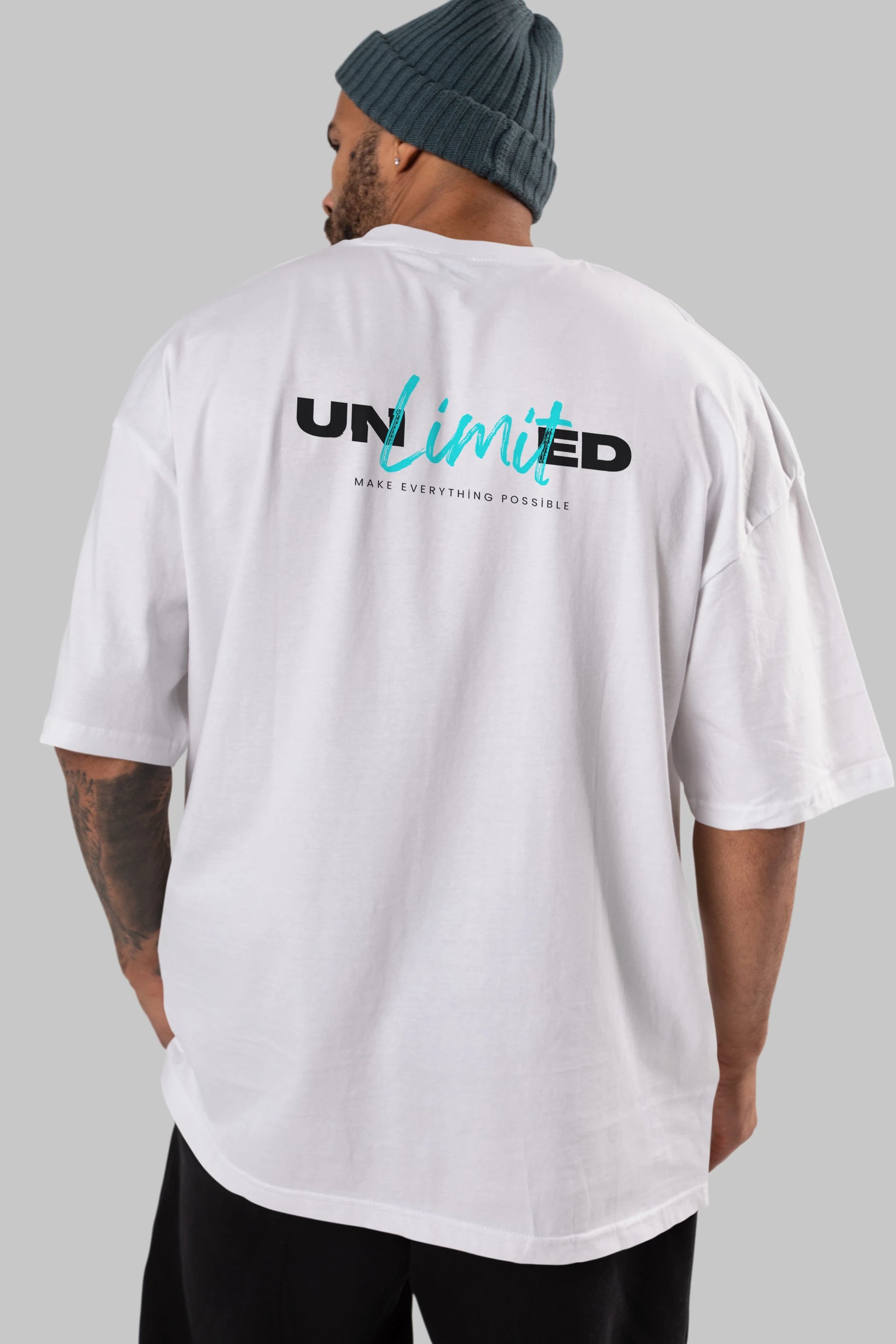 Unlimited Yazılı Arka Baskılı Oversize t-shirt Erkek Kadın Unisex