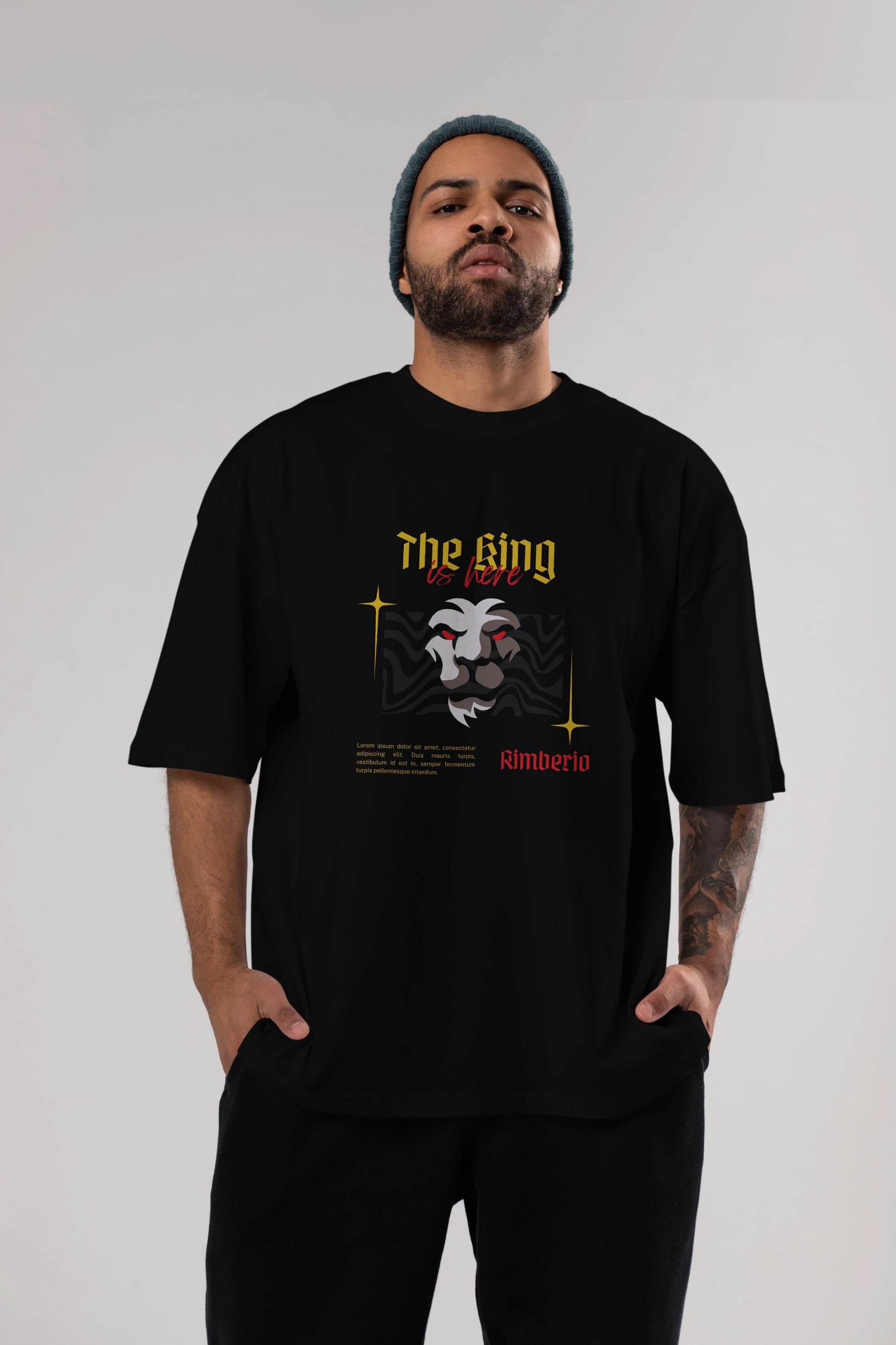 The King is Here Yazılı Ön Baskılı Oversize t-shirt Erkek Kadın Unisex