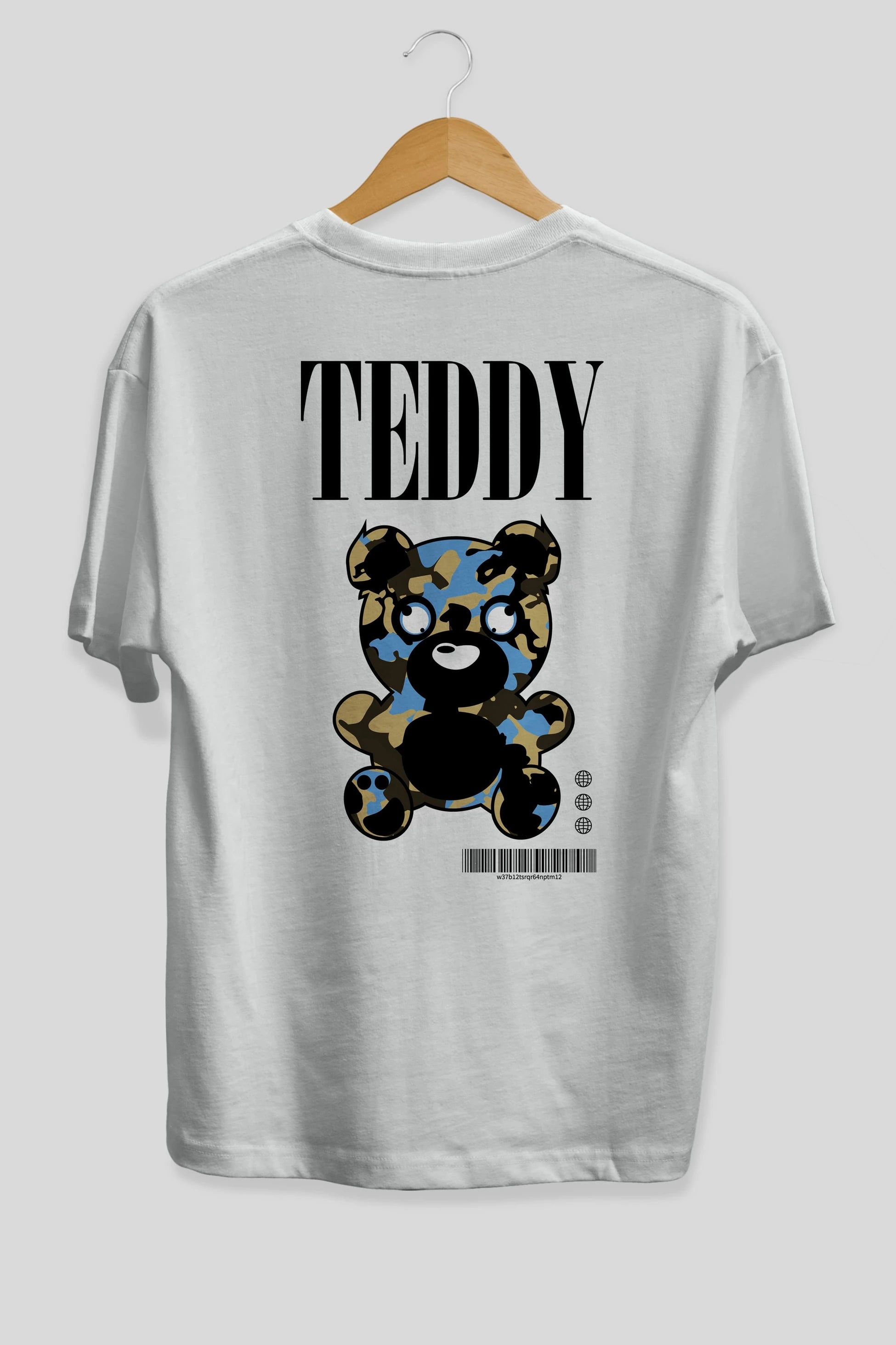 Teddy Bear Streetwear Arka Baskılı Oversize t-shirt Erkek Kadın Unisex