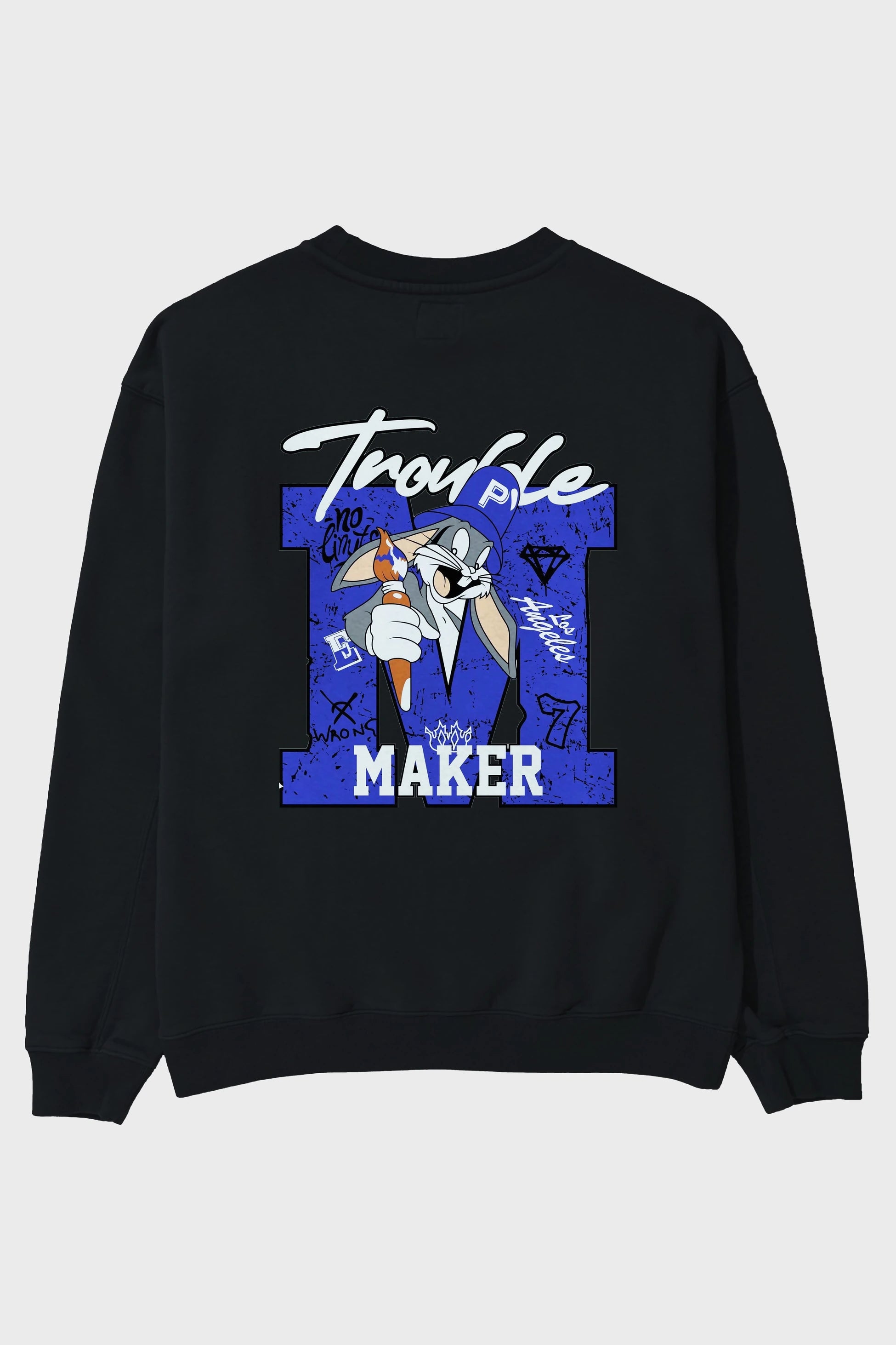 Bugs Bunny Arka Baskılı Oversize Sweatshirt Erkek Kadın Unisex