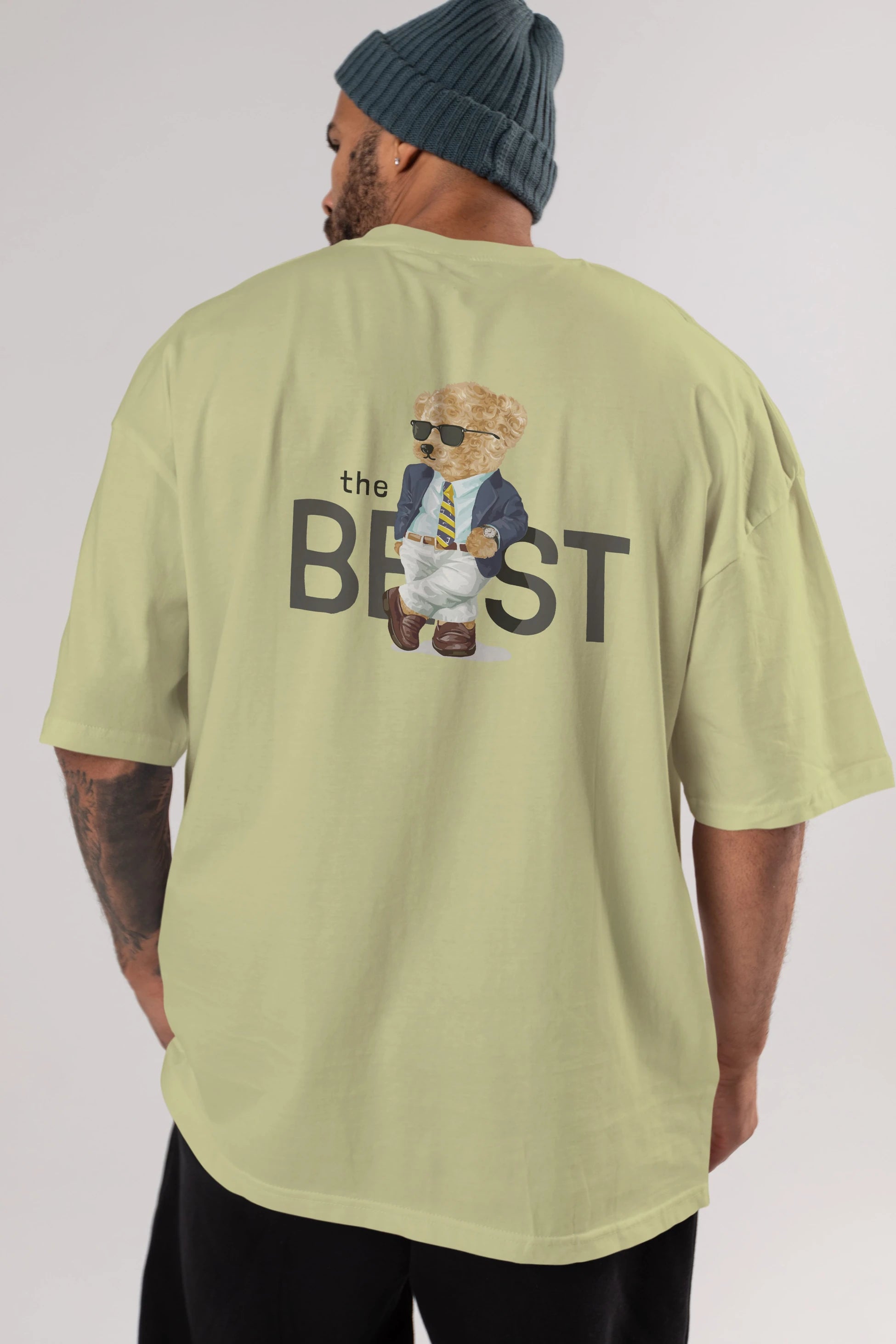 Teddy Bear The Best Arka Baskılı Oversize t-shirt Erkek Kadın Unisex %100 Pamuk