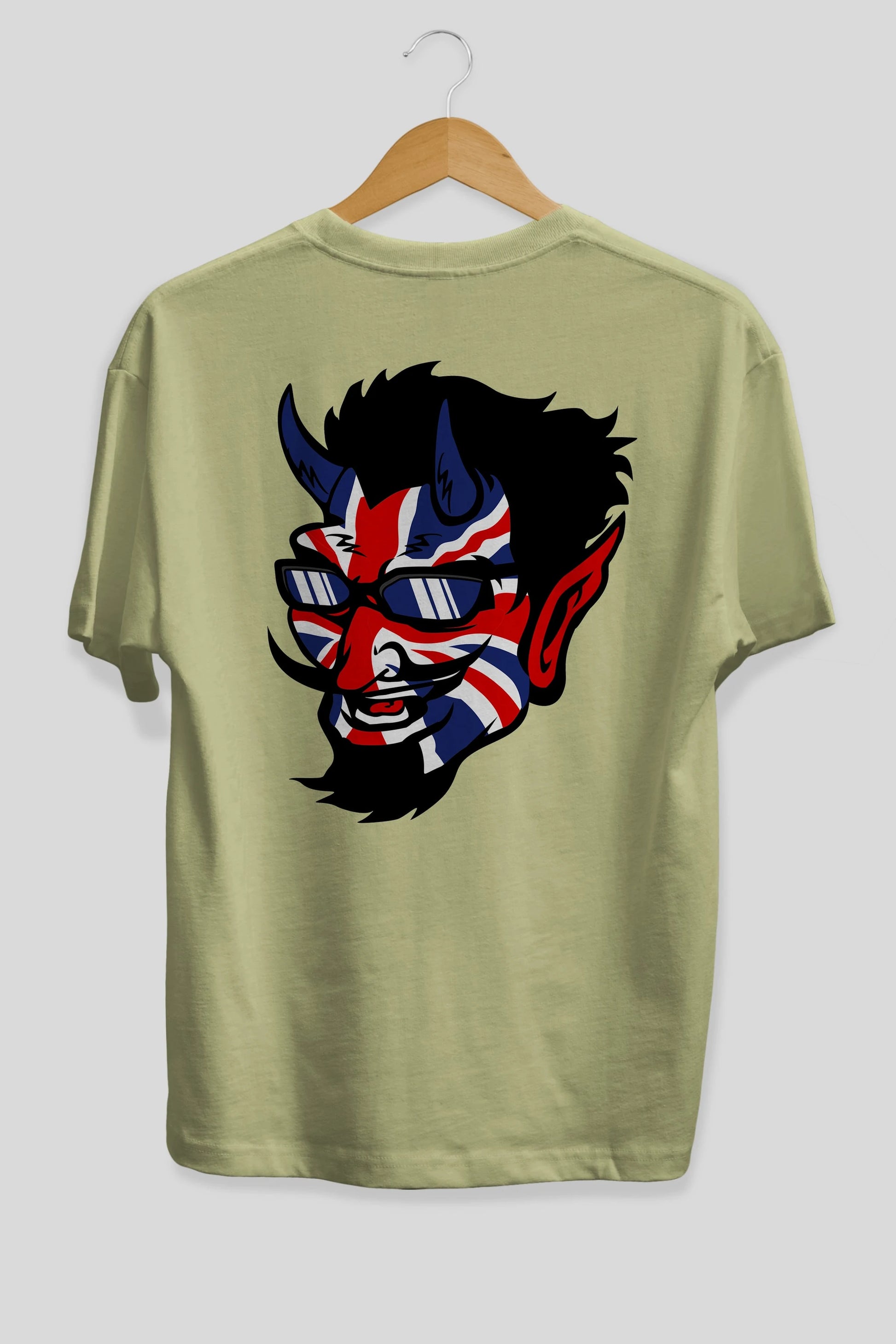UK Devil Arka Baskılı Oversize t-shirt Erkek Kadın Unisex %100 Pamuk tişort
