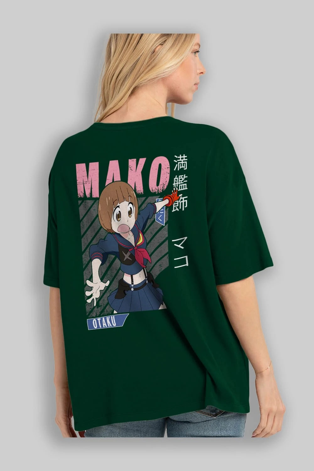 Mako Mankanshoku 2 Anime Arka Baskılı Oversize t-shirt Erkek Kadın Unisex