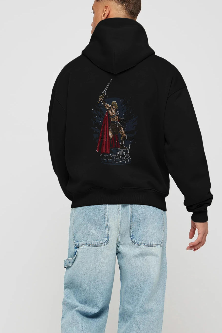 Warrior Arka Baskılı Hoodie Oversize Kapüşonlu Sweatshirt Erkek Kadın Unisex