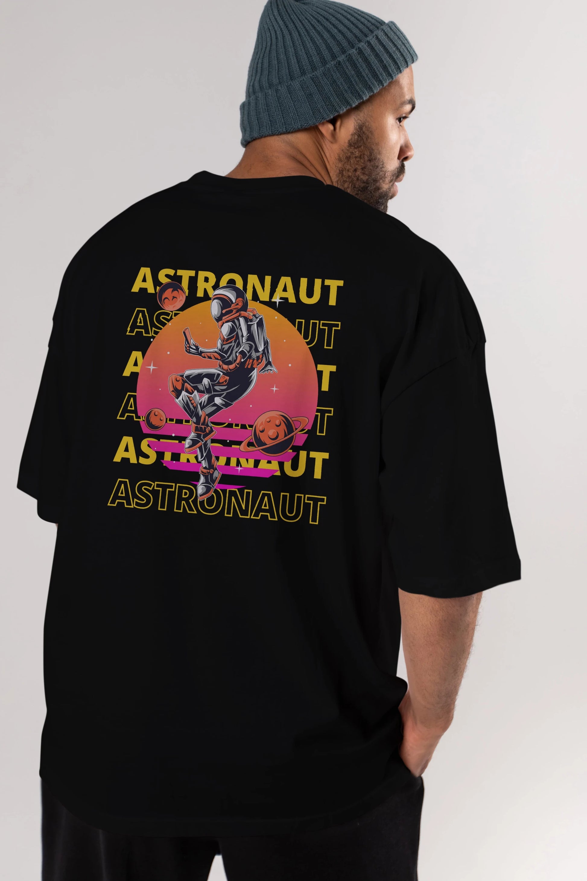 Astronaut Streetwear 2 Arka Baskılı Oversize t-shirt Erkek Kadın Unisex