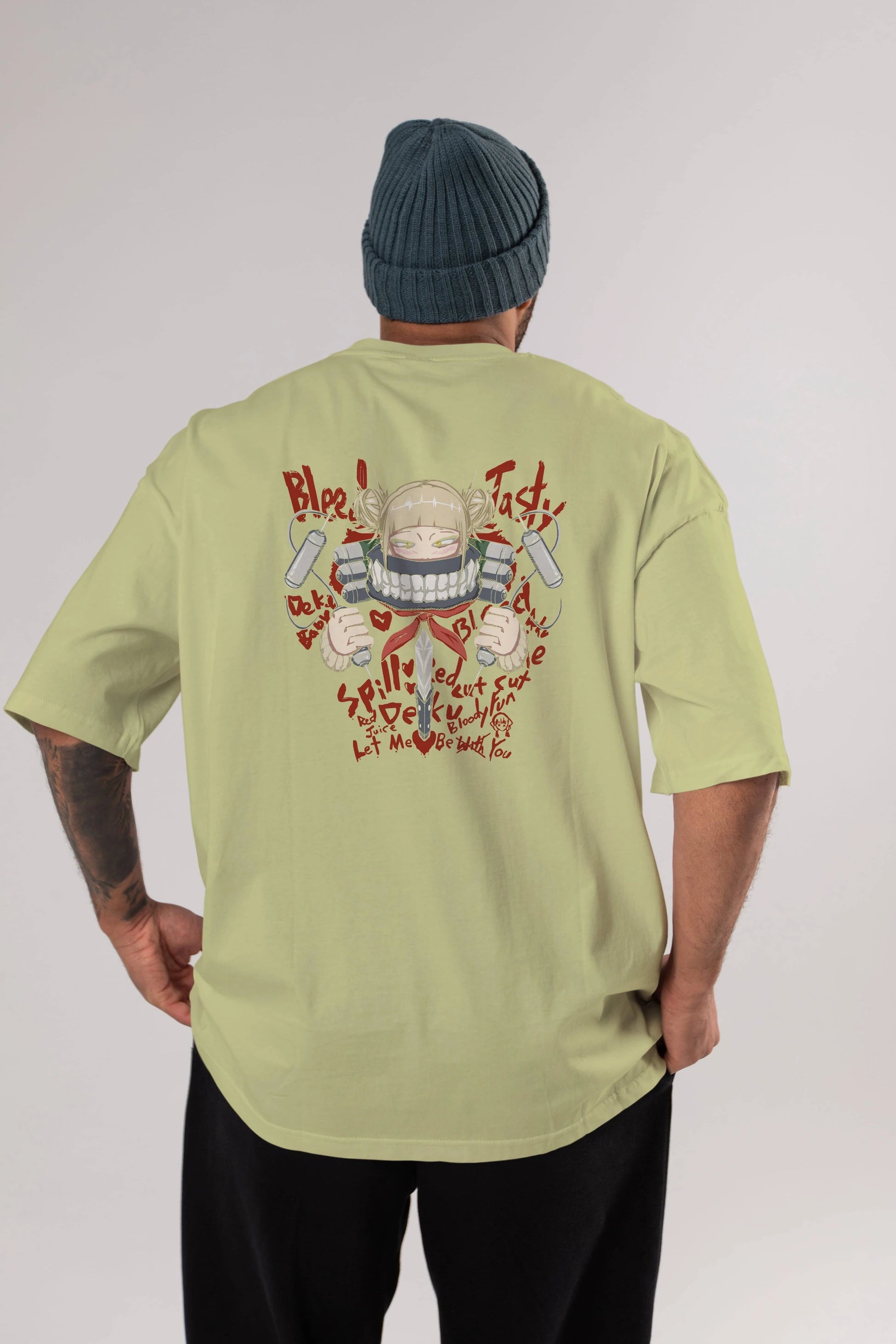 Himiko Toga 1 Anime Arka Baskılı Oversize t-shirt Erkek Kadın Unisex