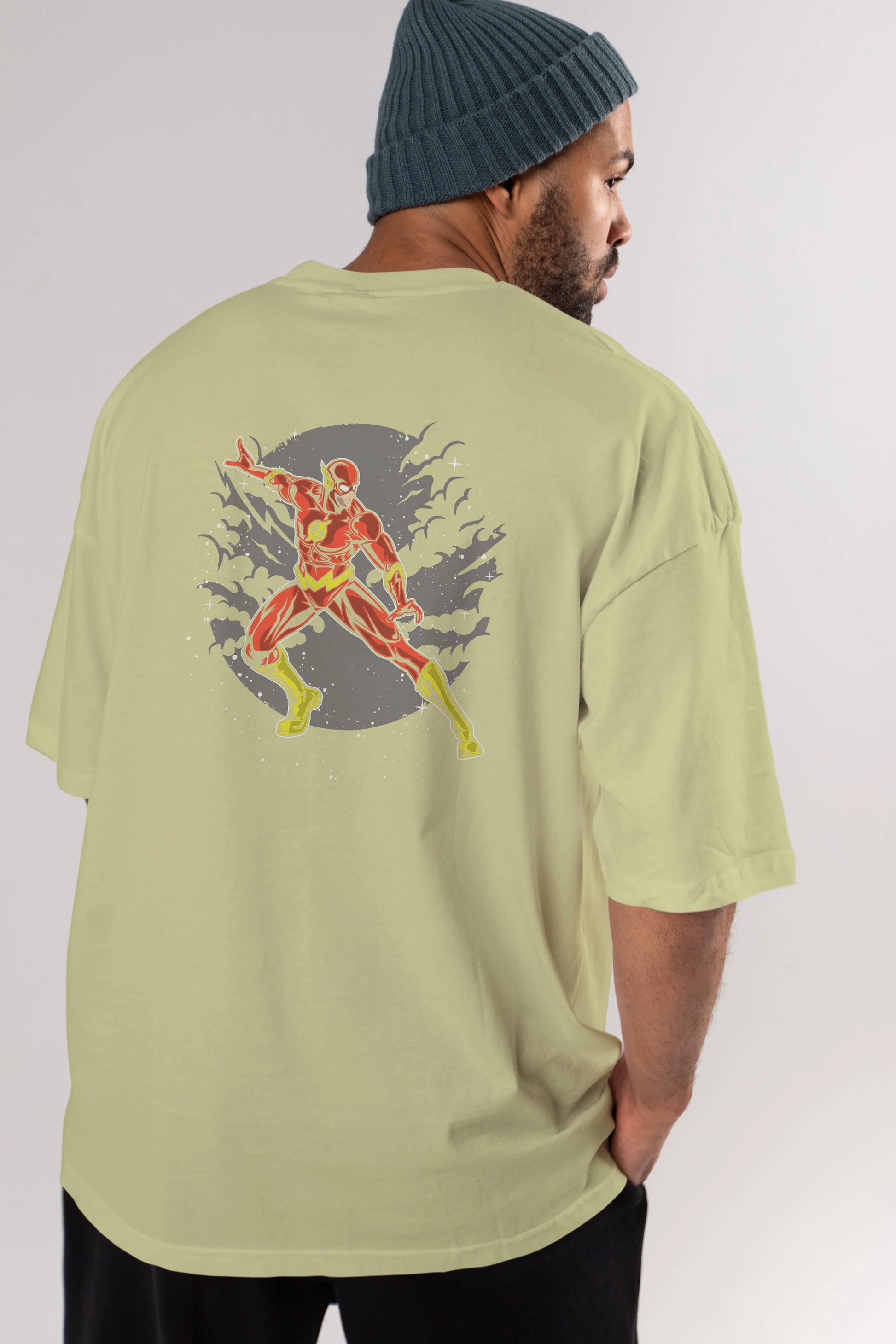 The Flash Arka Baskılı Oversize t-shirt Erkek Kadın Unisex %100 Pamuk