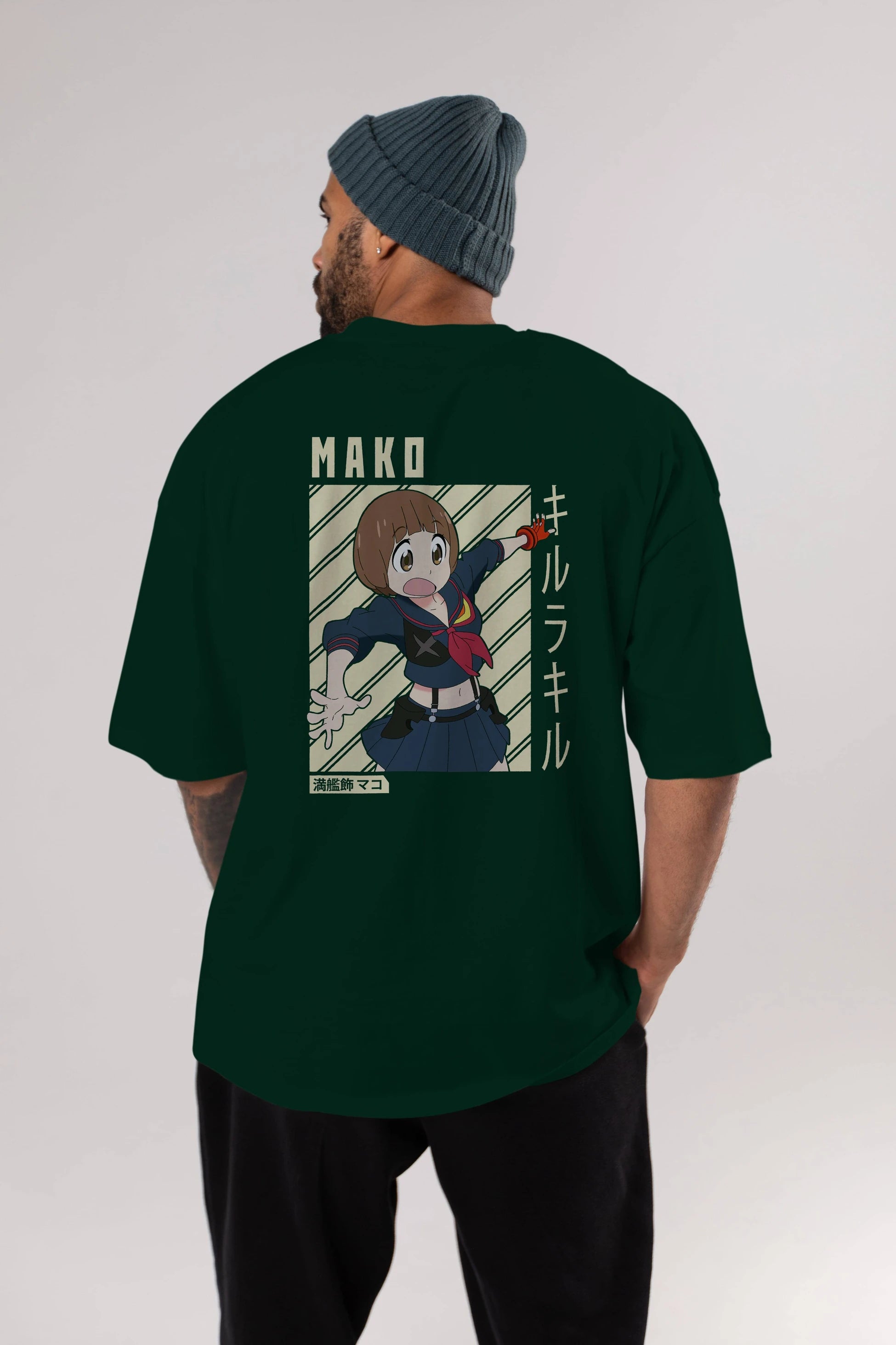 Mako Mankanshoku 1 Anime Arka Baskılı Oversize t-shirt Erkek Kadın Unisex