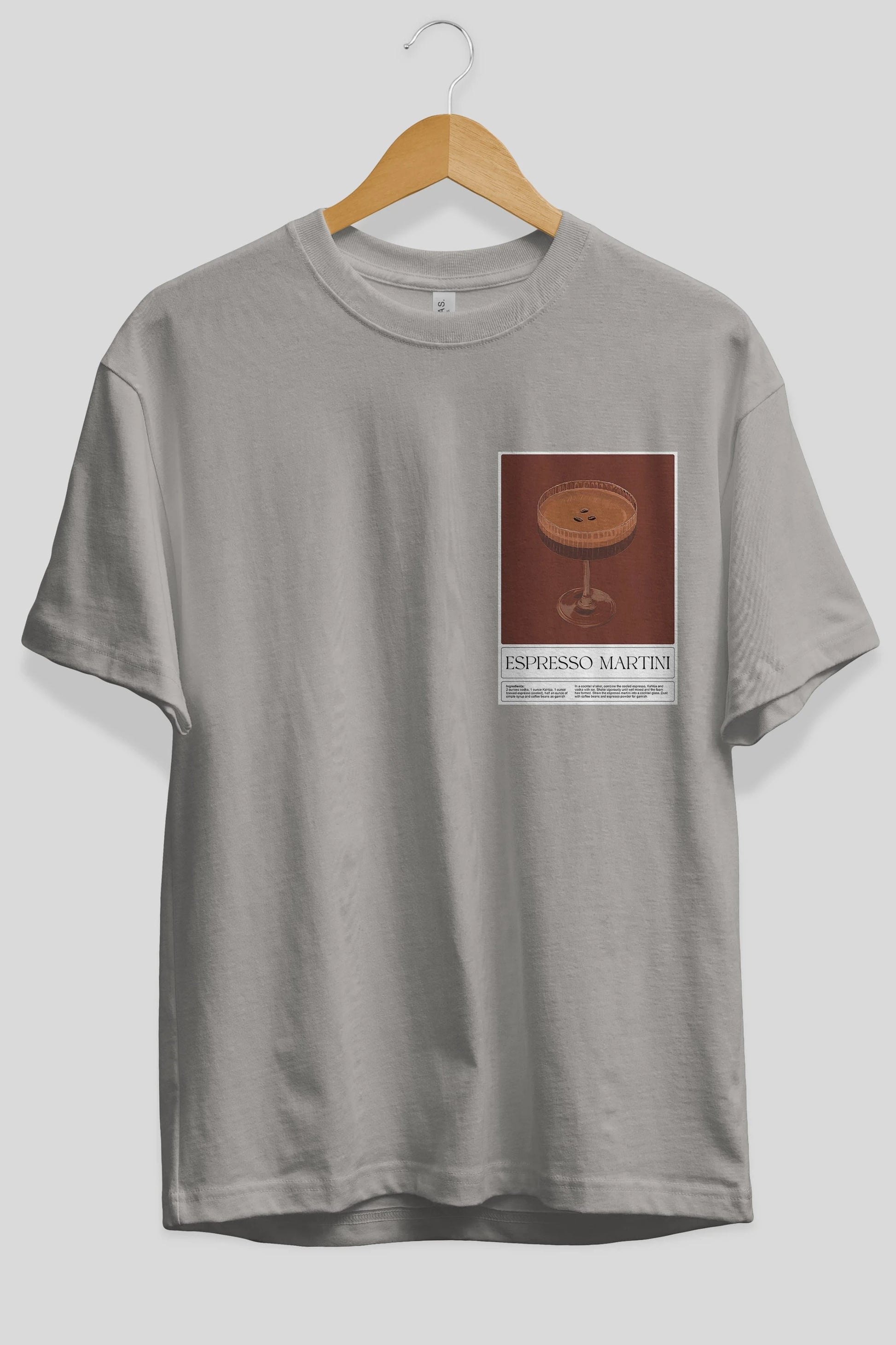Espresso Martini Ön Sol Baskılı Oversize t-shirt Erkek Kadın Unisex %100 Pamuk Bisiklet Yaka tişort
