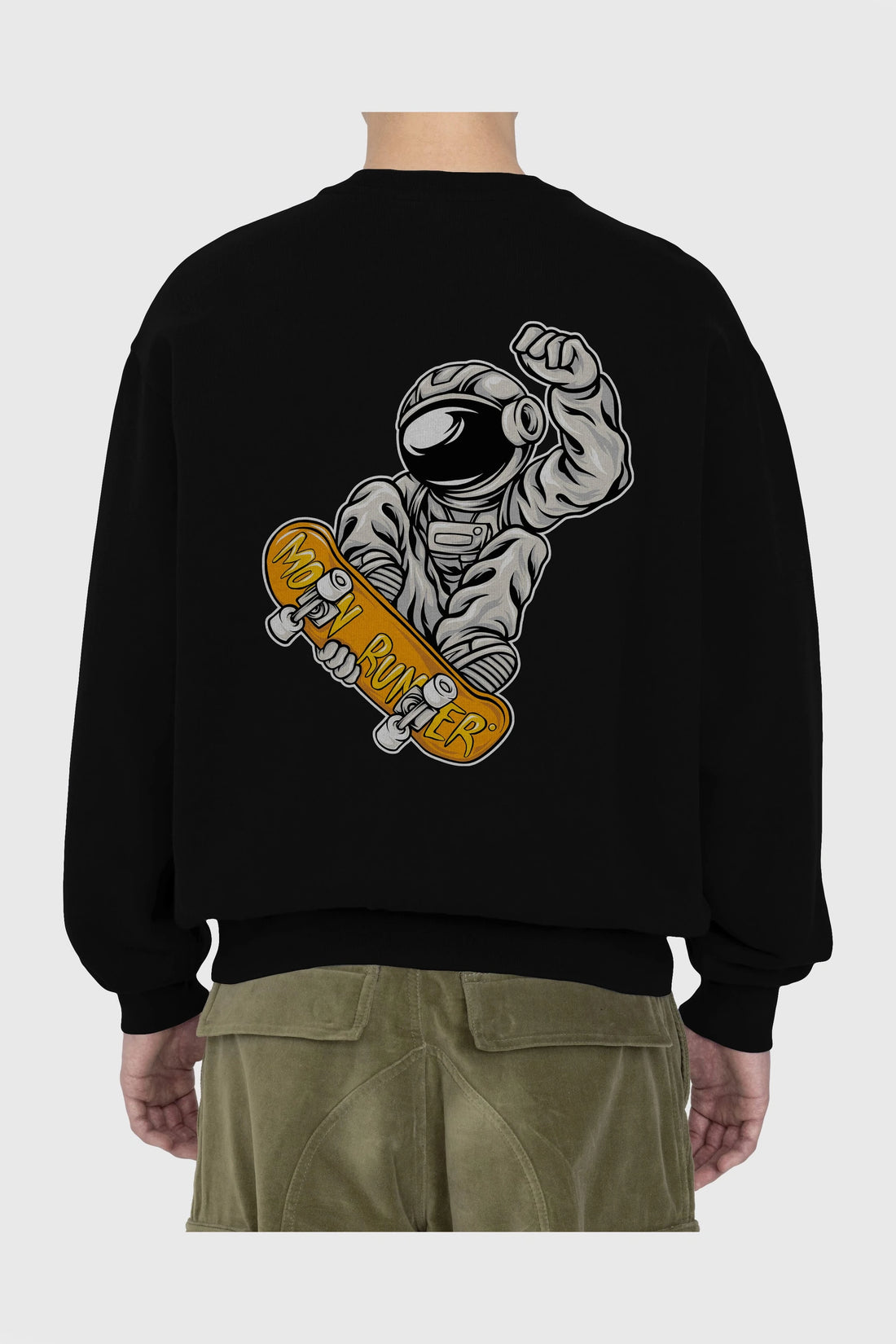 Moon Runner Arka Baskılı Oversize Sweatshirt Erkek Kadın Unisex