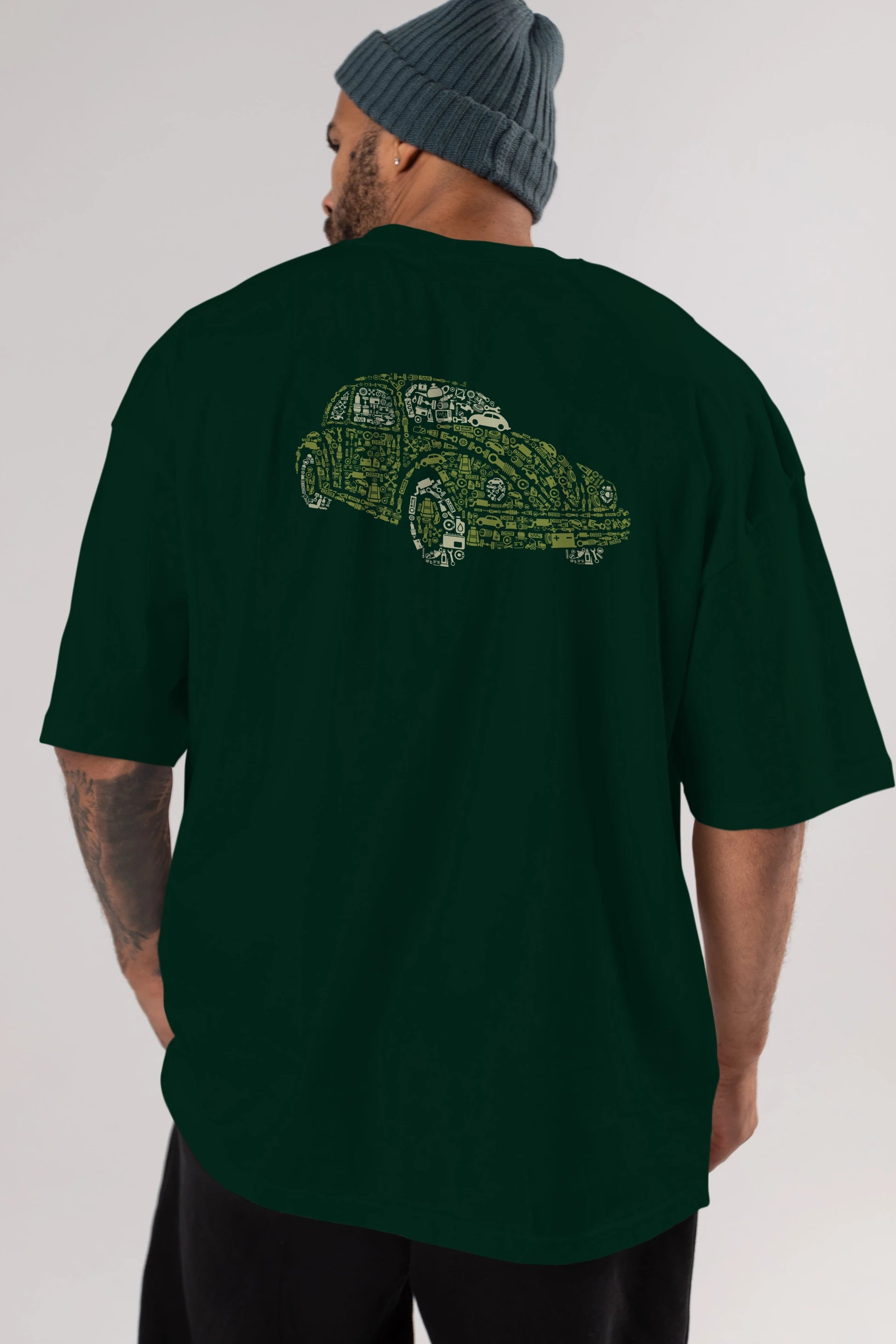 Beetle Arka Baskılı Oversize t-shirt %100 pamuk Erkek Kadın Unisex