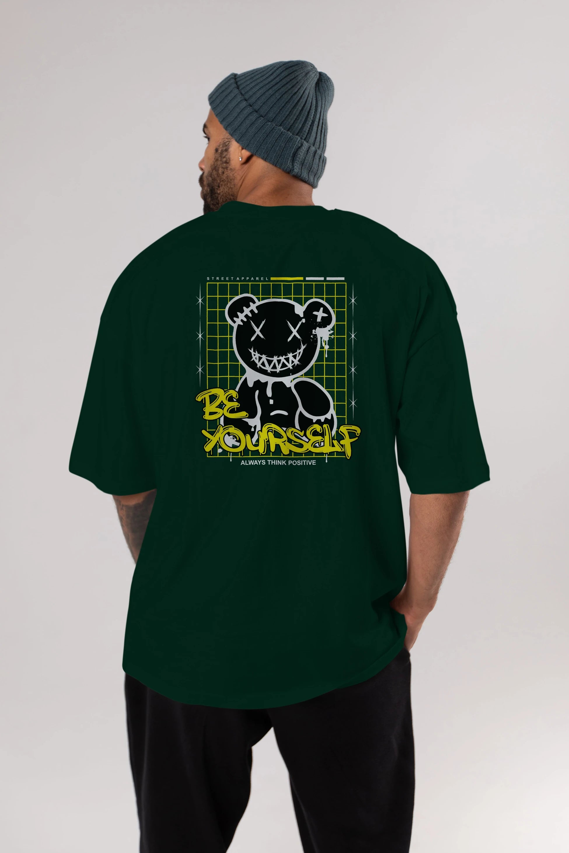 Teddy Bear Be Yourself Arka Baskılı Oversize t-shirt Erkek Kadın Unisex