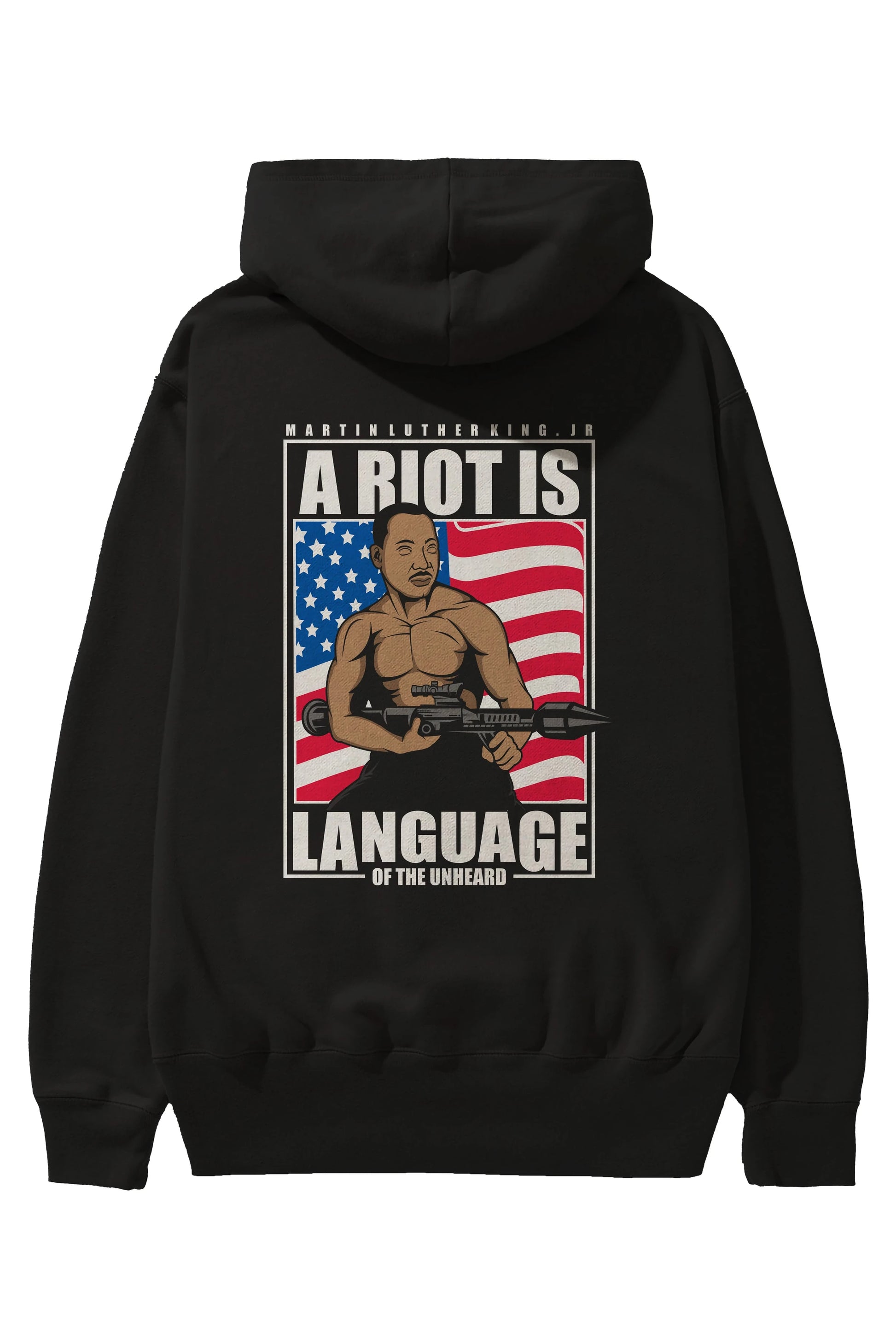 Luther King Jr Rambo Arka Baskılı Hoodie Oversize Kapüşonlu Sweatshirt Erkek Kadın Unisex