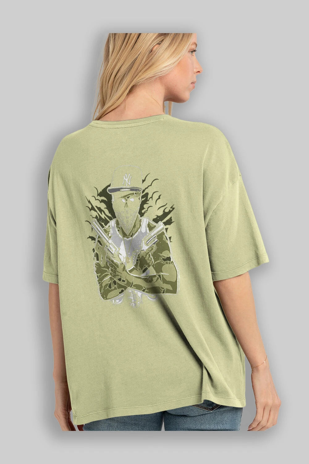 Gangsta Zombie Arka Baskılı Oversize t-shirt Erkek Kadın Unisex %100 Pamuk