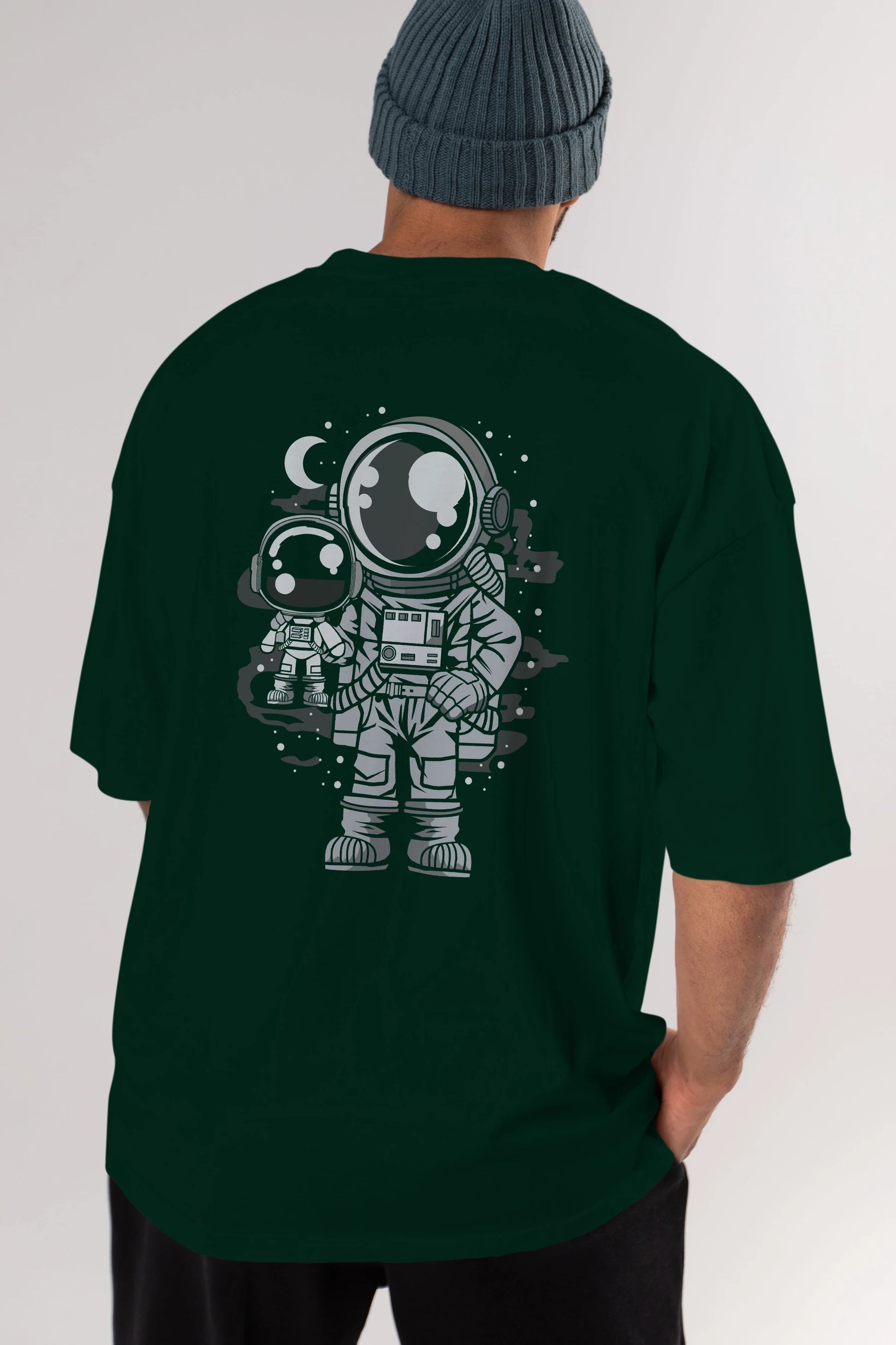 Astronaut And His Doll Arka Baskılı Oversize t-shirt Erkek Kadın Unisex
