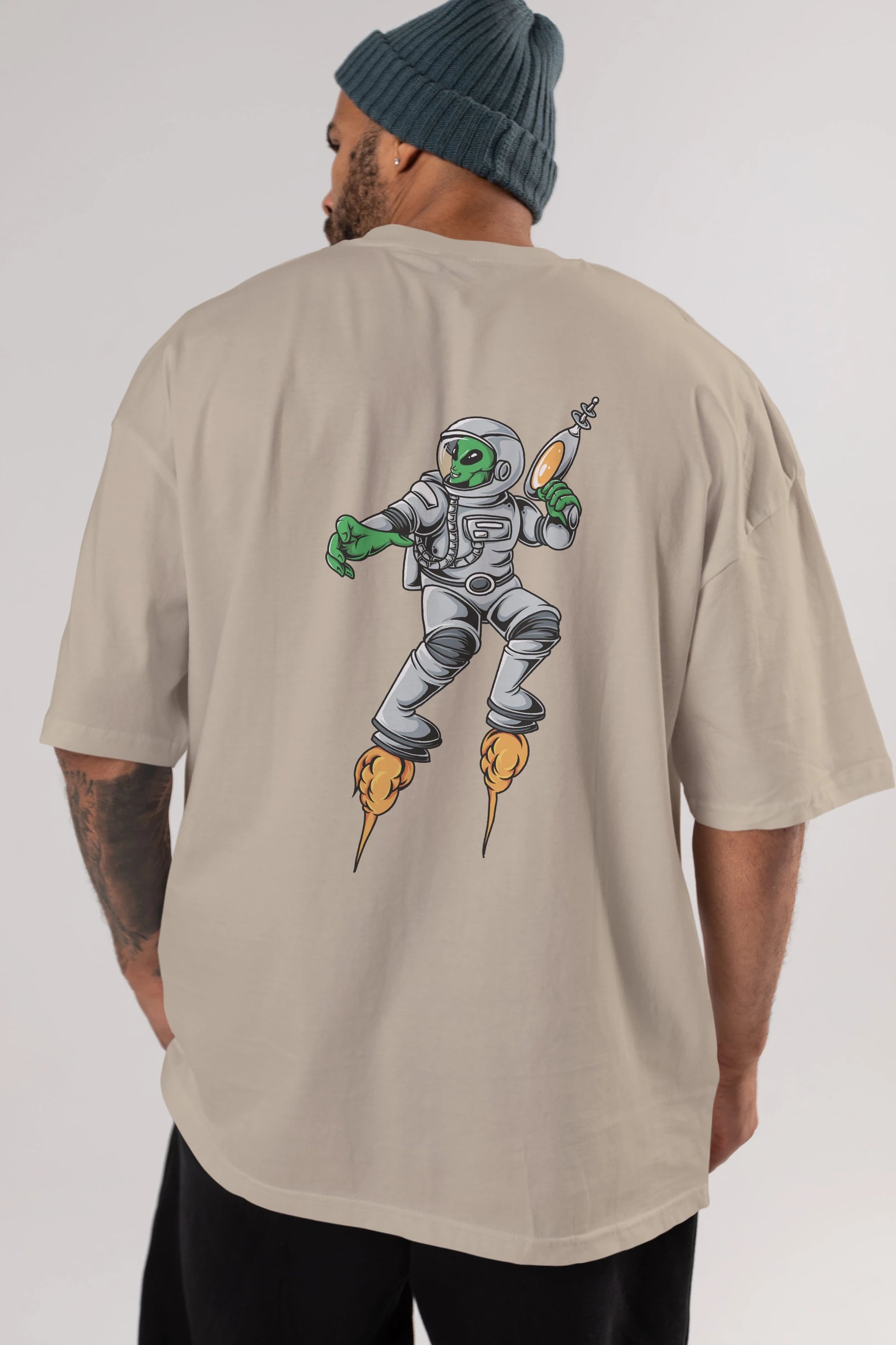 Alien Wars Arka Baskılı Oversize t-shirt Erkek Kadın Unisex