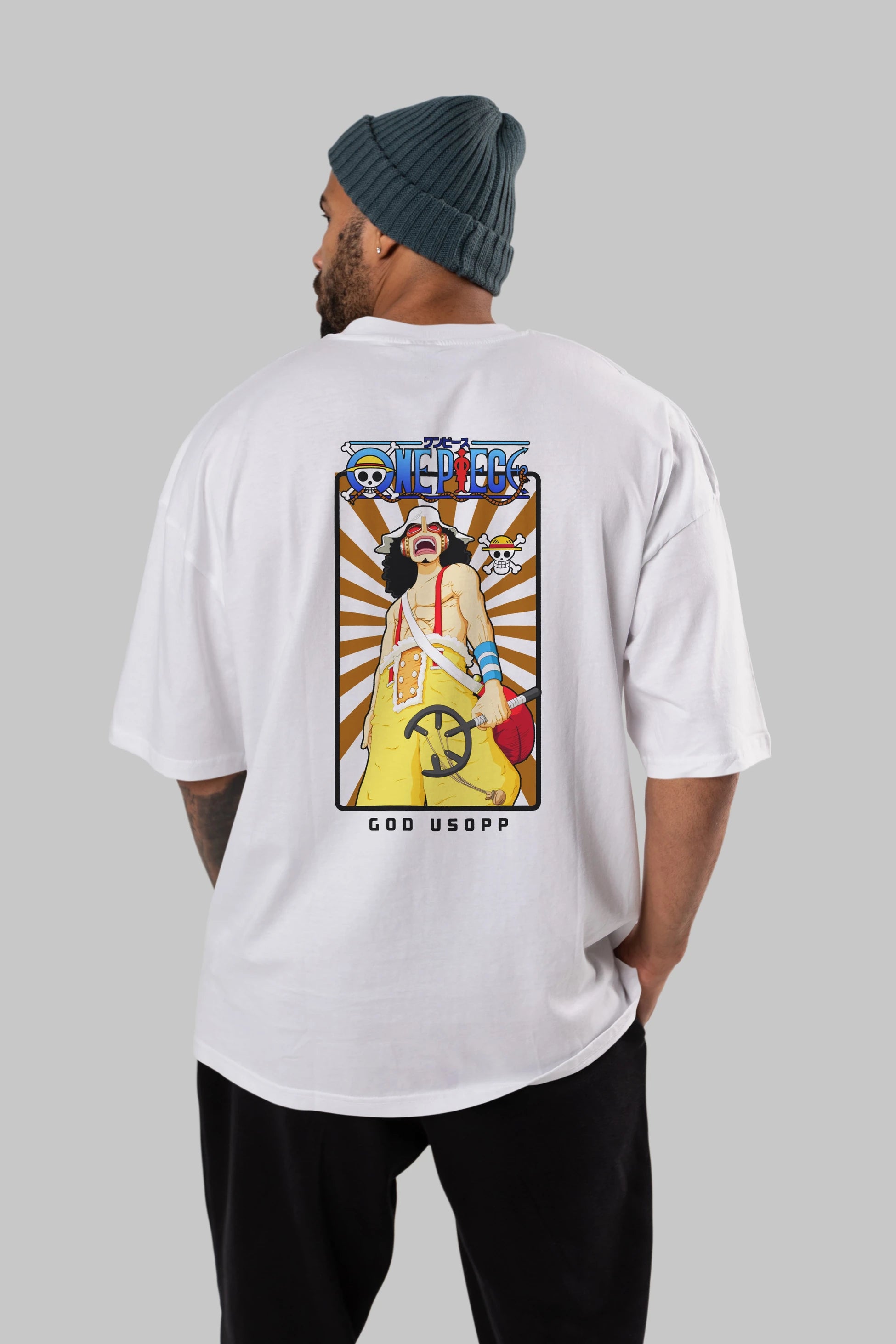 Usopp Anime Arka Baskılı Oversize t-shirt Erkek Kadın Unisex %100 pamuk tişort