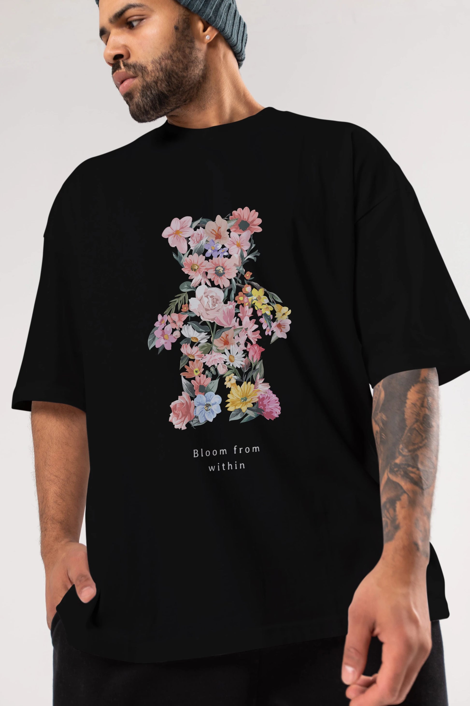 Bloom from Bear Ön Baskılı Oversize t-shirt Erkek Kadın Unisex
