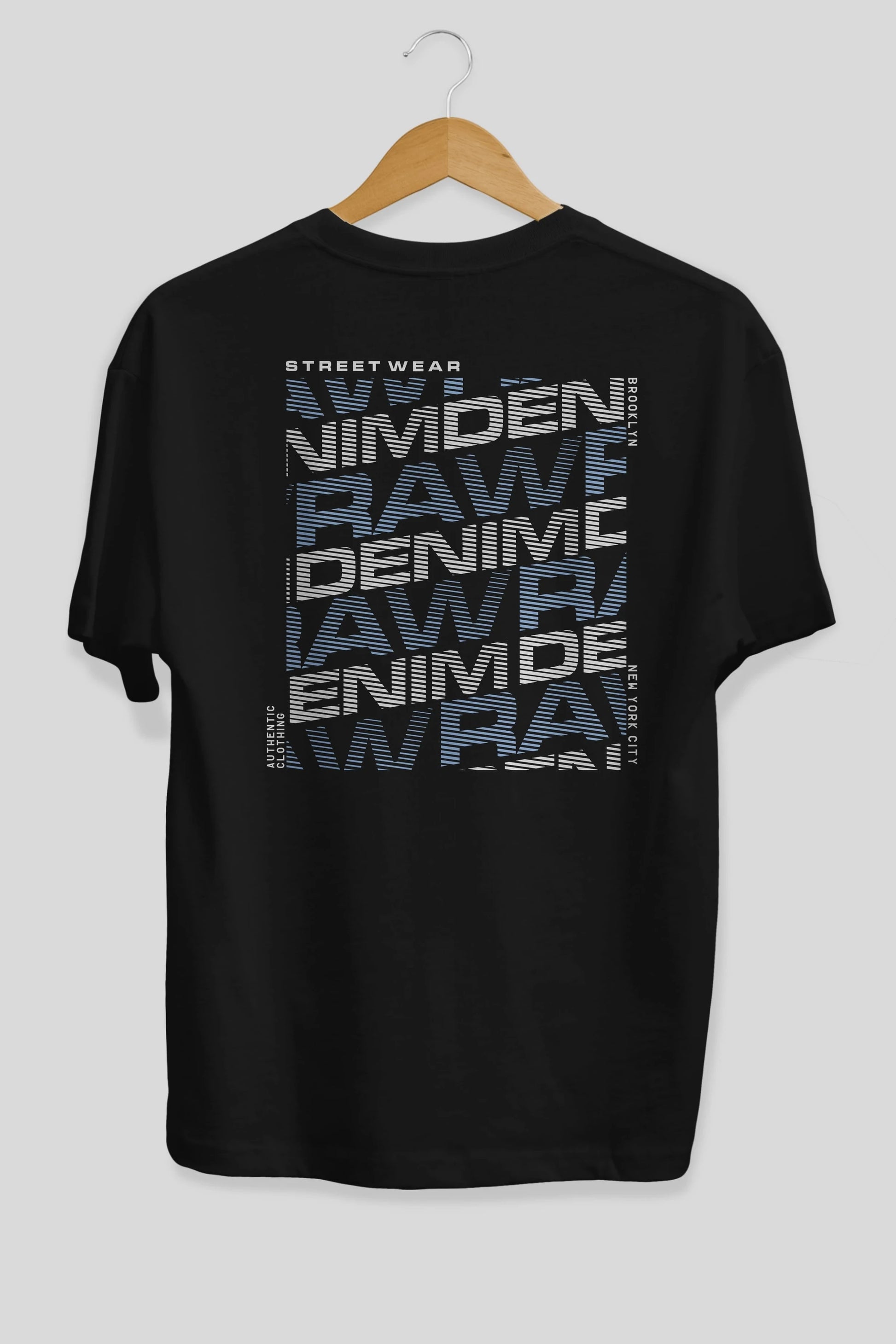 Raw Denim Arka Baskılı Oversize t-shirt Erkek Kadın Unisex