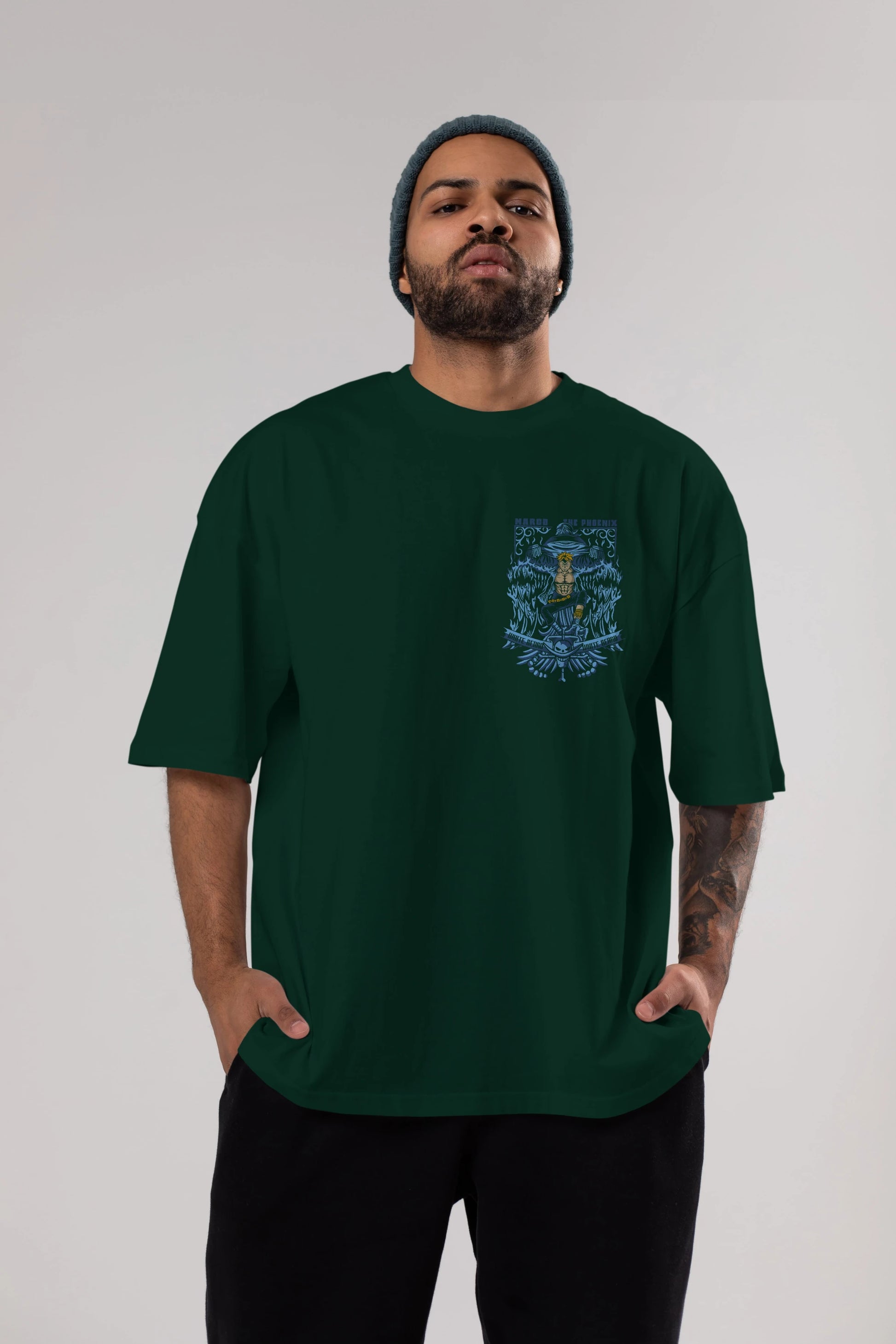 MARCO EL FENIX One Piece Ön Sol Baskılı Oversize t-shirt Erkek Kadın Unisex %100 Pamuk Bisiklet Yaka tişort