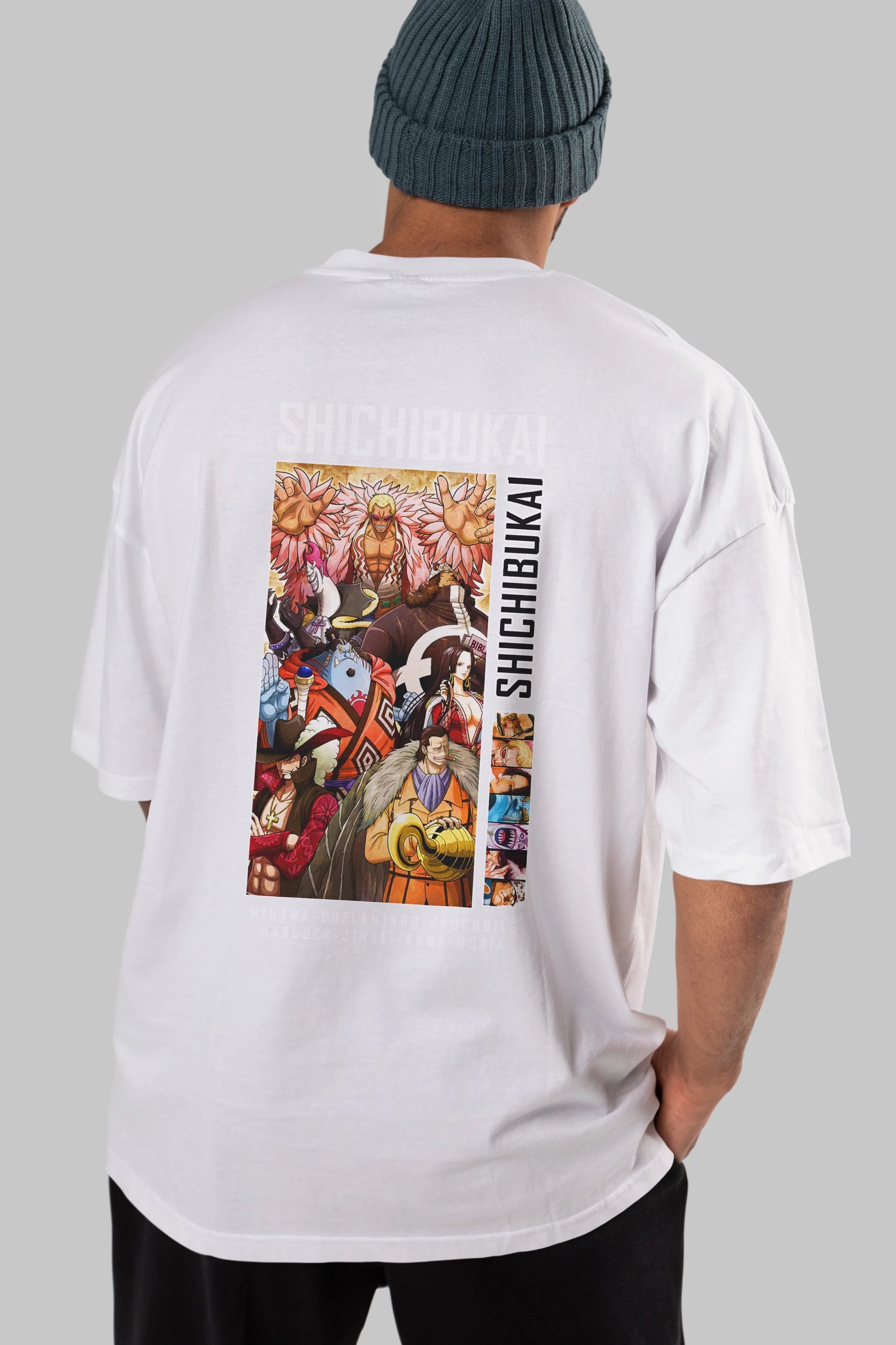 Shichibukai Anime Arka Baskılı Oversize t-shirt Erkek Kadın Unisex %100 pamuk tişort
