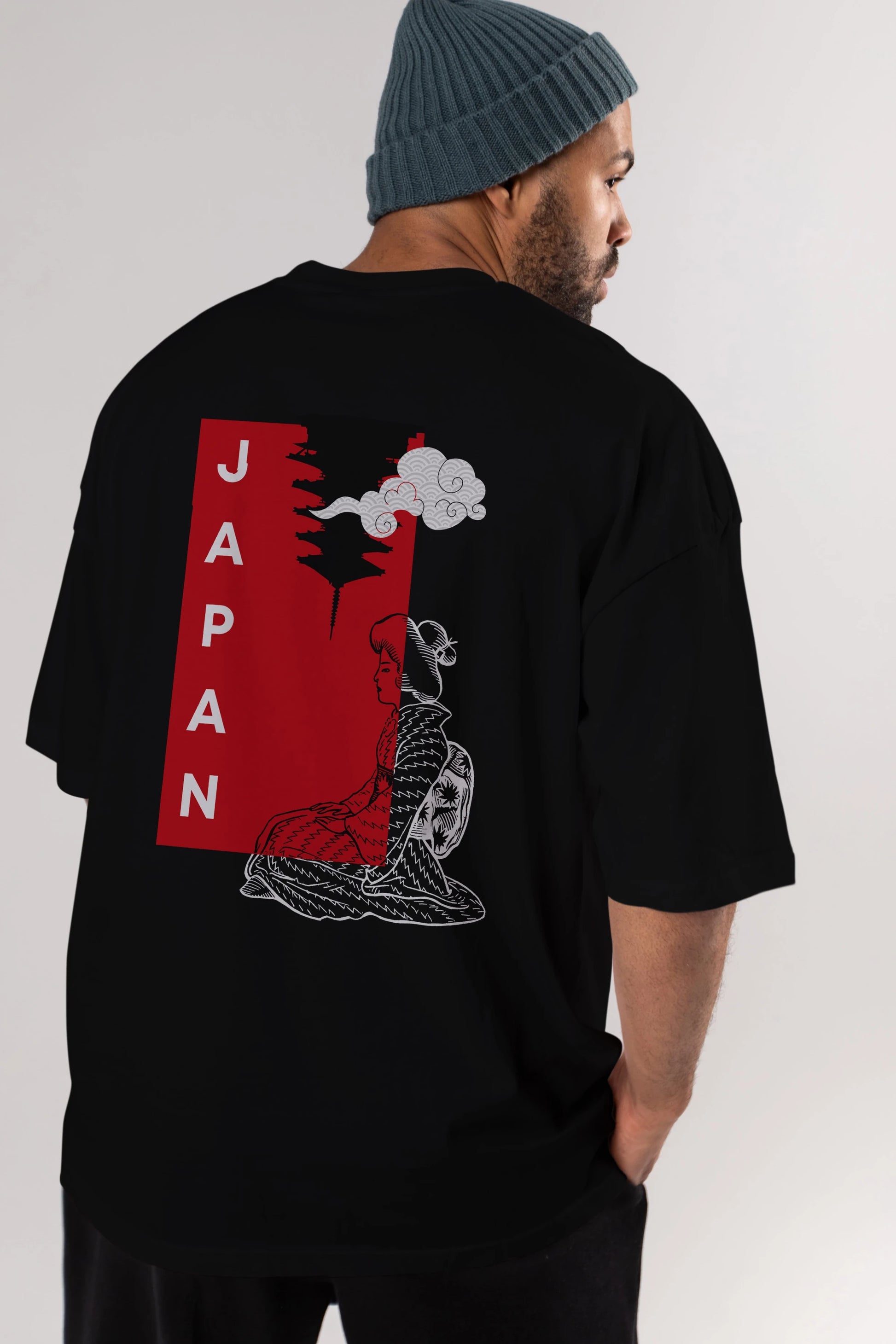 Japan Yazılı Streetwear Arka Baskılı Oversize t-shirt Erkek Kadın Unisex