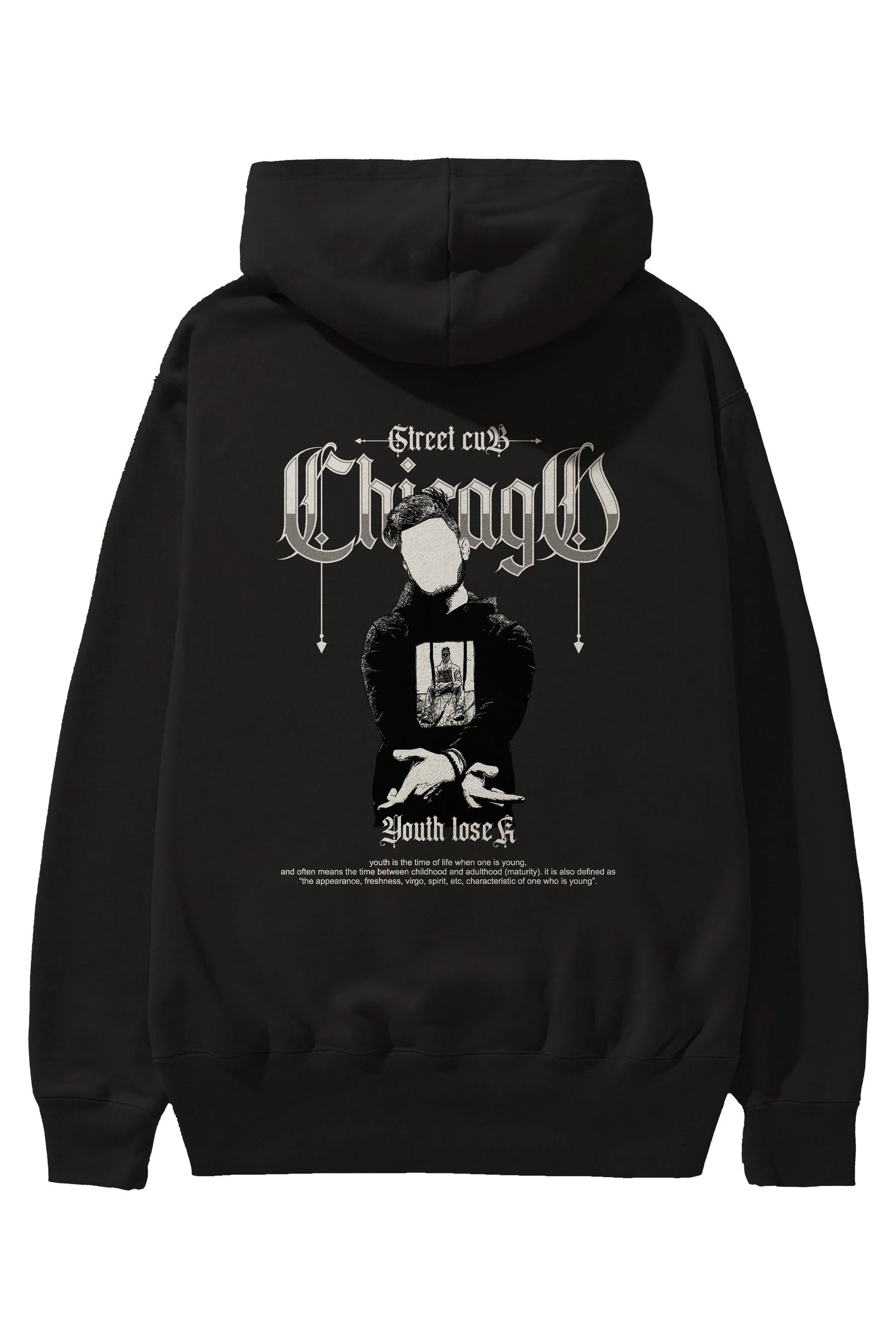 Chicago Street Club Arka Baskılı Hoodie Oversize Kapüşonlu Sweatshirt Erkek Kadın Unisex