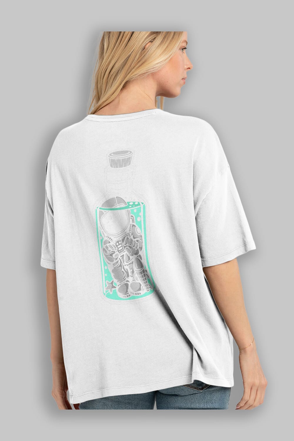 Astronaut in The Bottle Arka Baskılı Oversize t-shirt Erkek Kadın Unisex