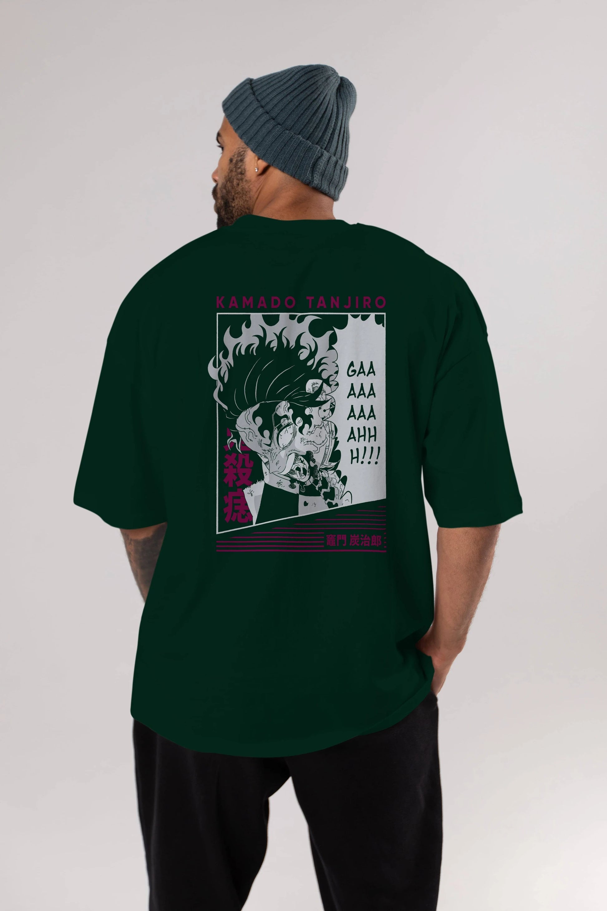 TANJIRO KAMADO 3 Anime Arka Baskılı Oversize t-shirt Erkek Kadın Unisex