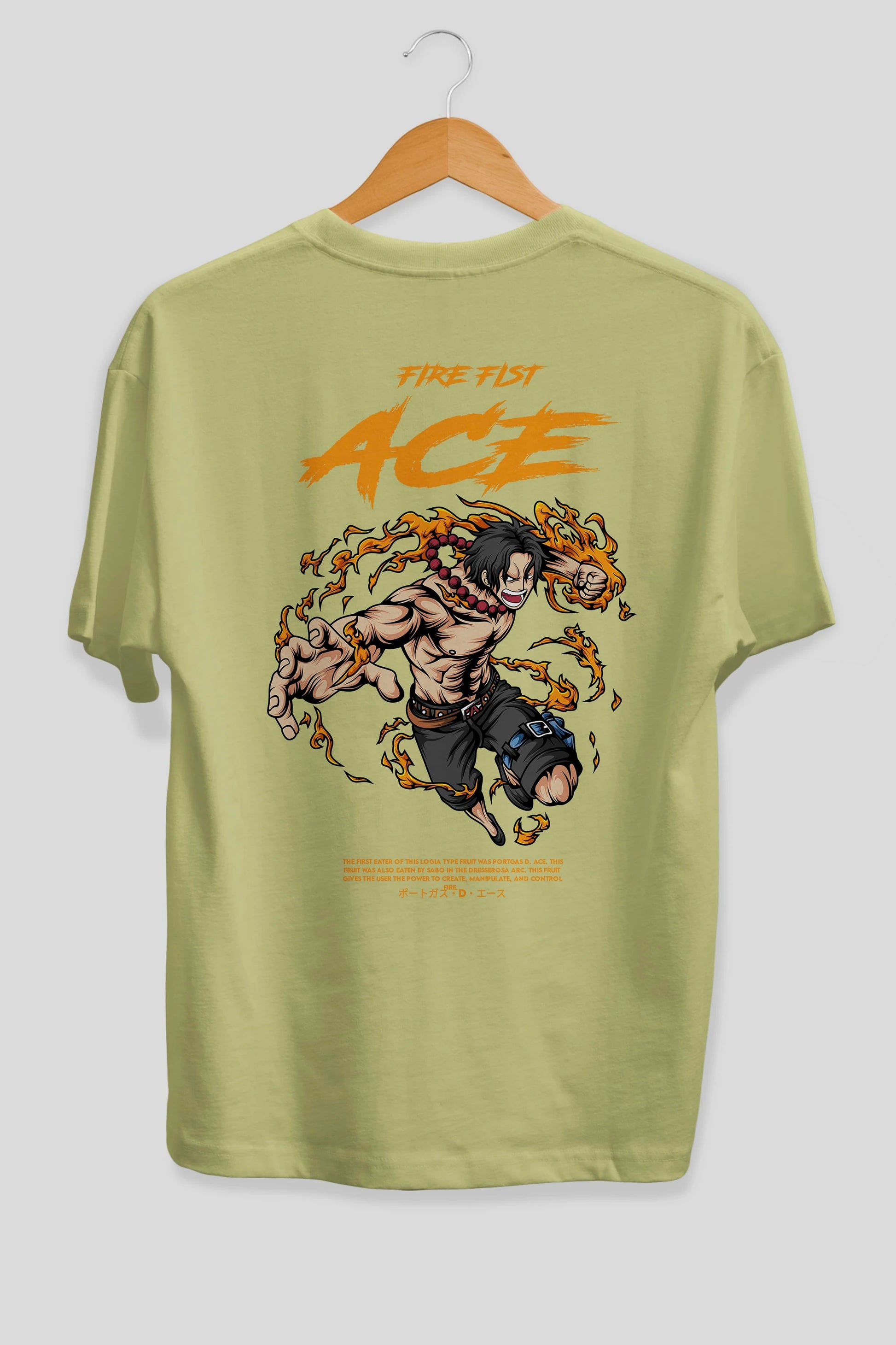 Fire Fist Ace Anime Arka Baskılı Oversize t-shirt Erkek Kadın Unisex