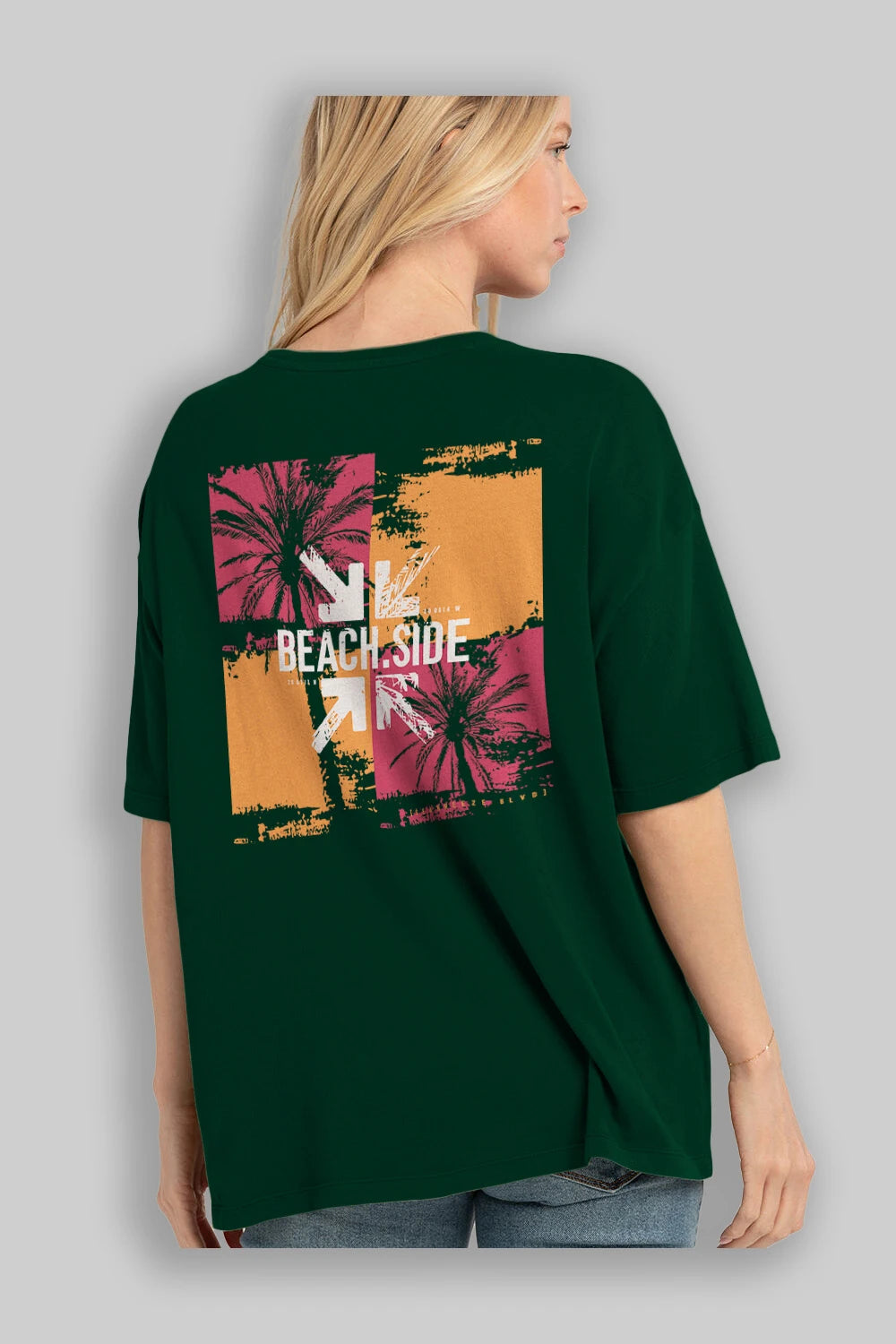 Beach Side Arka Baskılı Oversize t-shirt Erkek Kadın Unisex