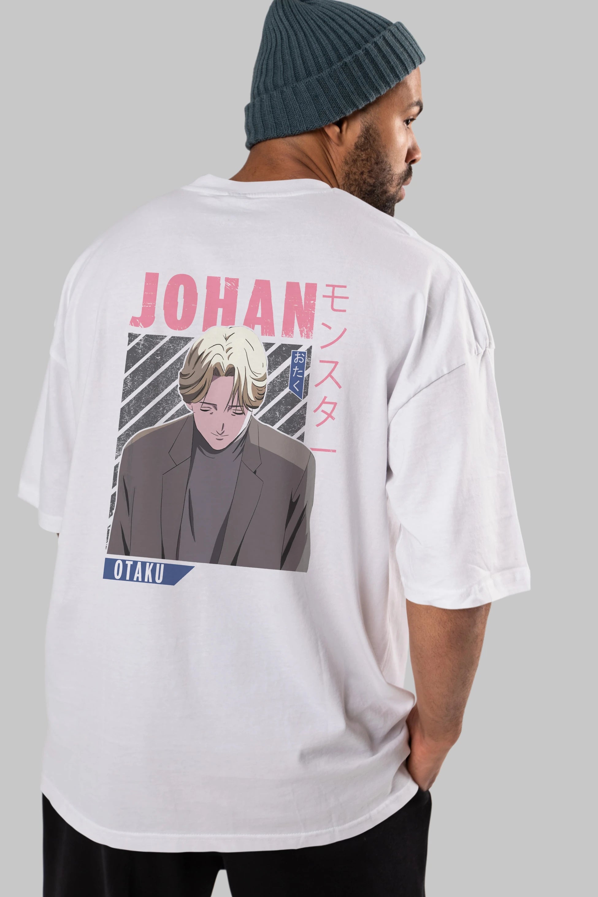 Johan Liebert MONSTER Anime Arka Baskılı Oversize t-shirt Erkek Kadın Unisex