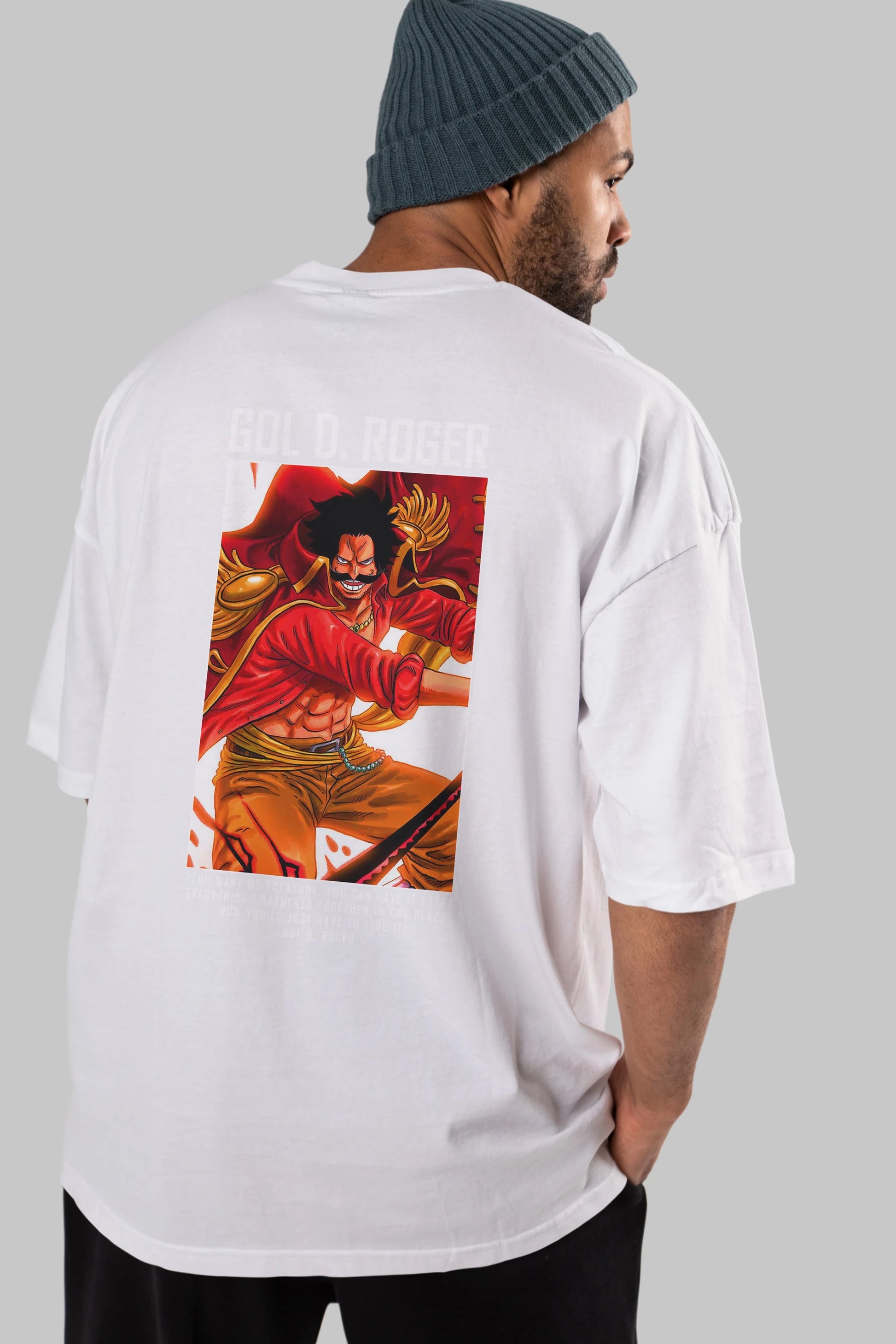 Gol D. Roger Anime Arka Baskılı Oversize t-shirt Erkek Kadın Unisex %100 pamuk tişort