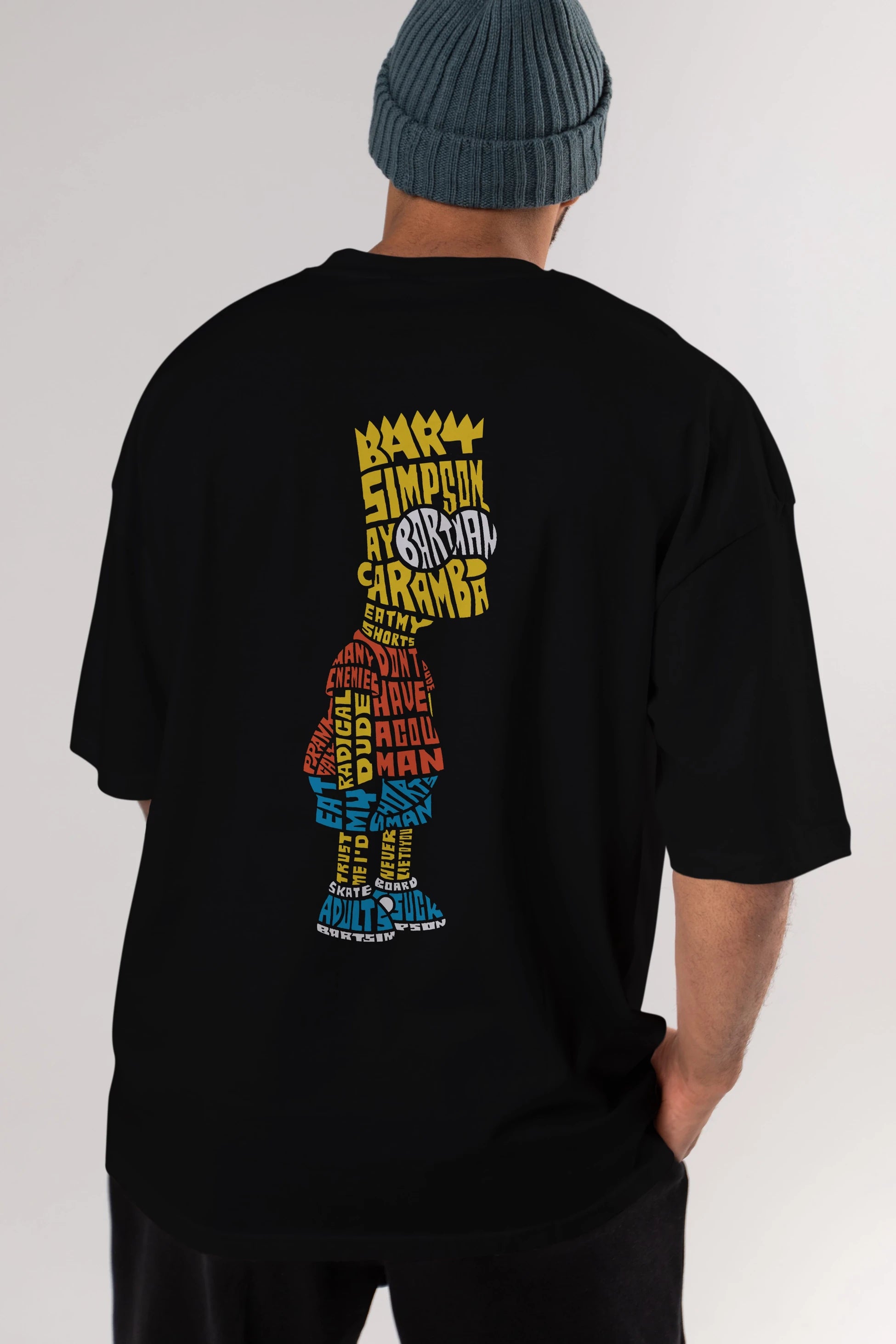Bart Simpson Arka Baskılı Oversize t-shirt %100 pamuk Erkek Kadın Unisex