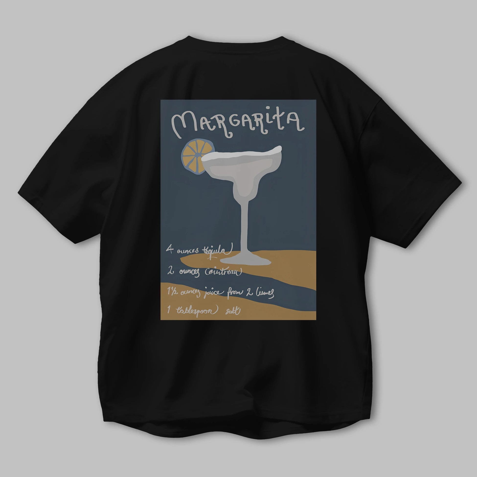 Margarita 2 Arka Baskılı Oversize t-shirt Erkek Kadın Unisex %100 Pamuk Bisiklet Yaka tişort