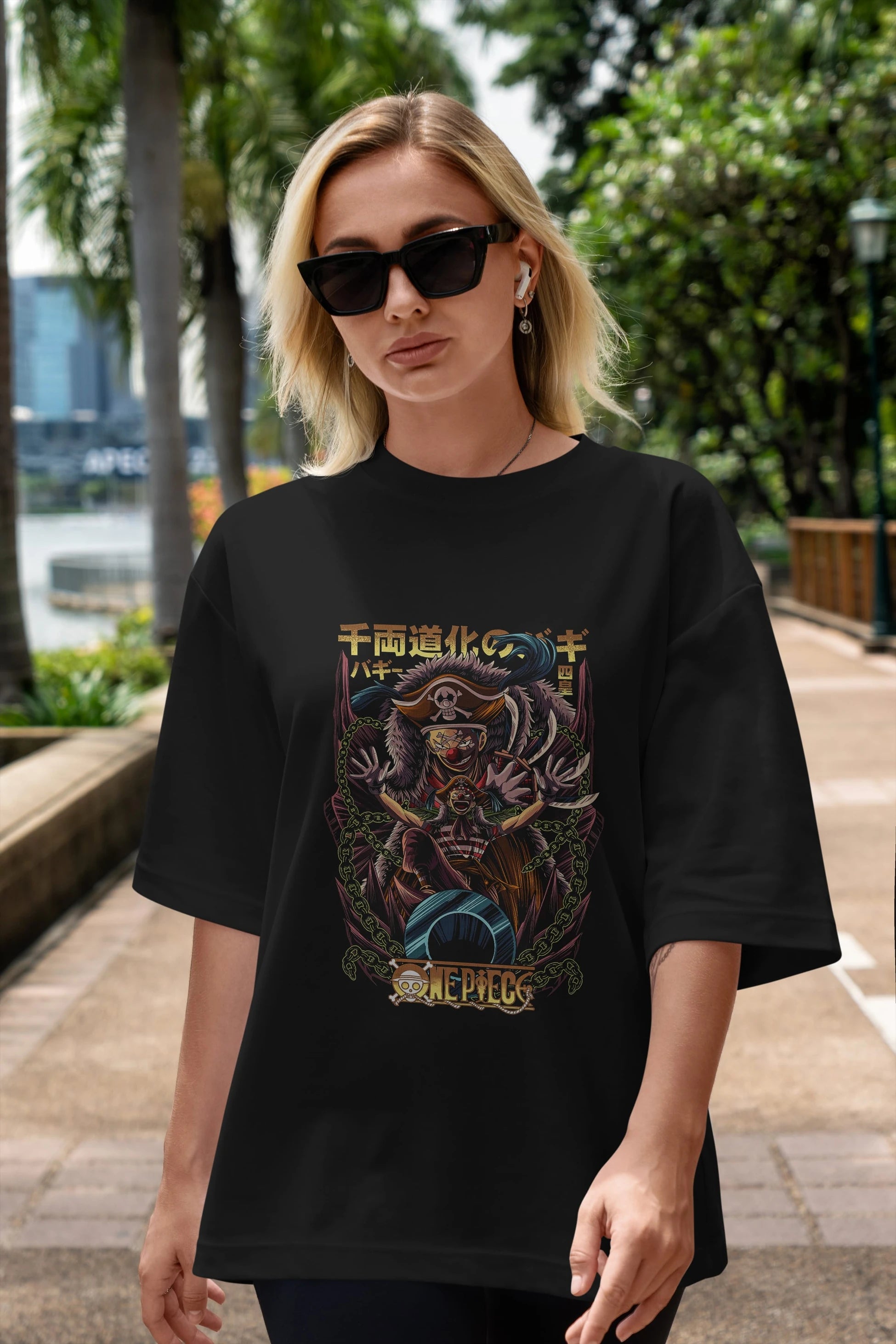 ONE PIECE (5) Anime Ön Baskılı Oversize t-shirt %100 pamuk Erkek Kadın Unisex