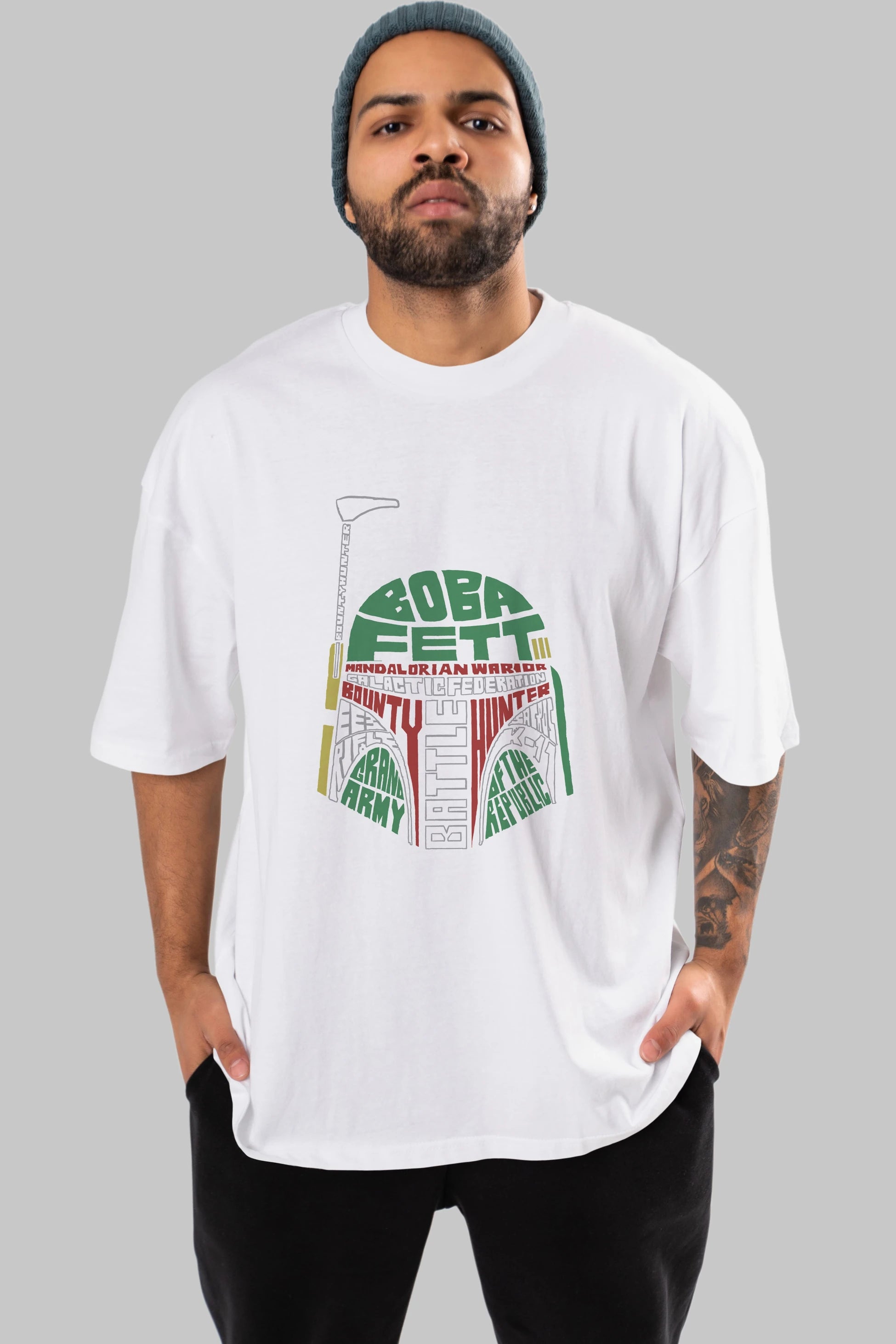 Boba Fett (2) Ön Baskılı Oversize t-shirt %100 pamuk Erkek Kadın Unisex