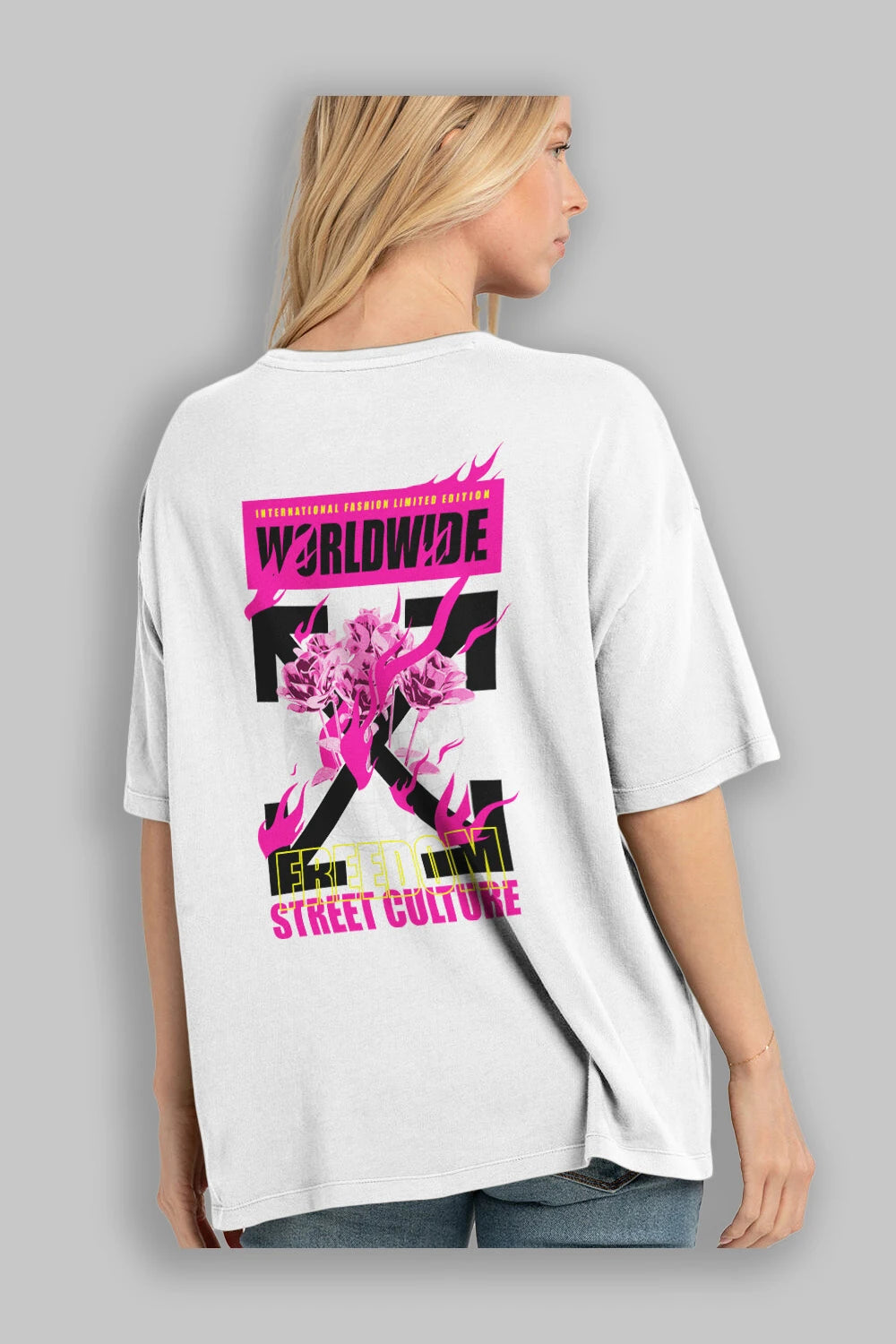 Freedom Street Culture Arka Baskılı Oversize t-shirt Erkek Kadın Unisex
