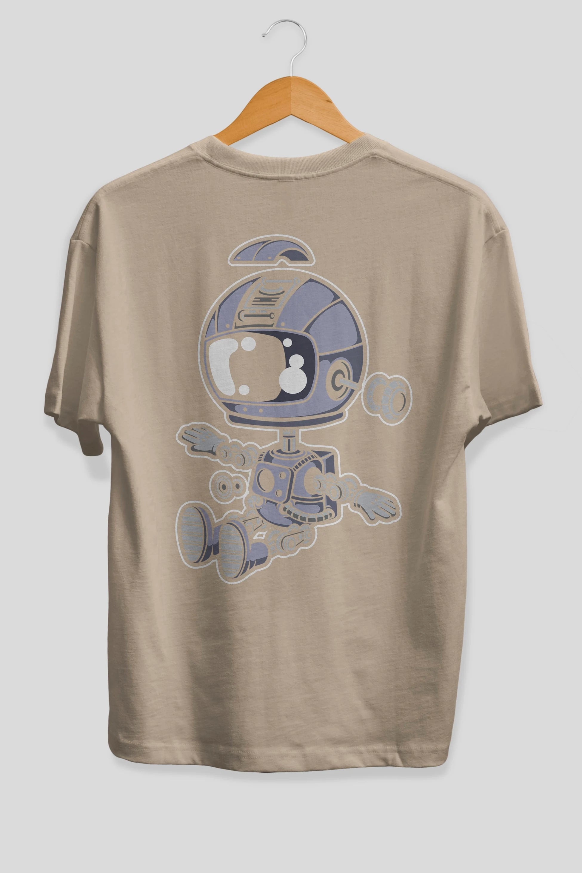 Astronaut Robot Arka Baskılı Oversize t-shirt Erkek Kadın Unisex