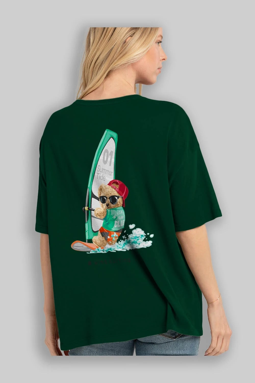 Teddy Bear Summer Tide Arka Baskılı Oversize t-shirt Erkek Kadın Unisex %100 Pamuk