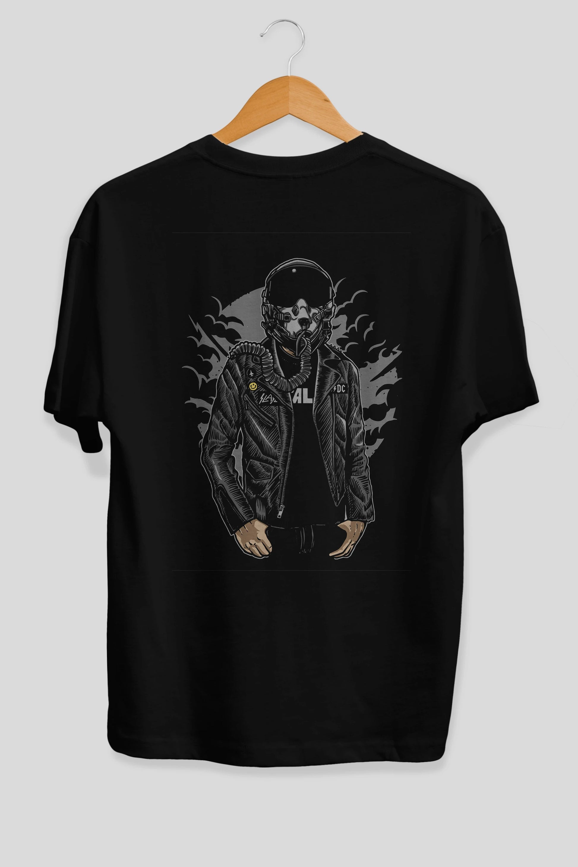 Sky Fighter Arka Baskılı Oversize t-shirt Erkek Kadın Unisex %100 Pamuk