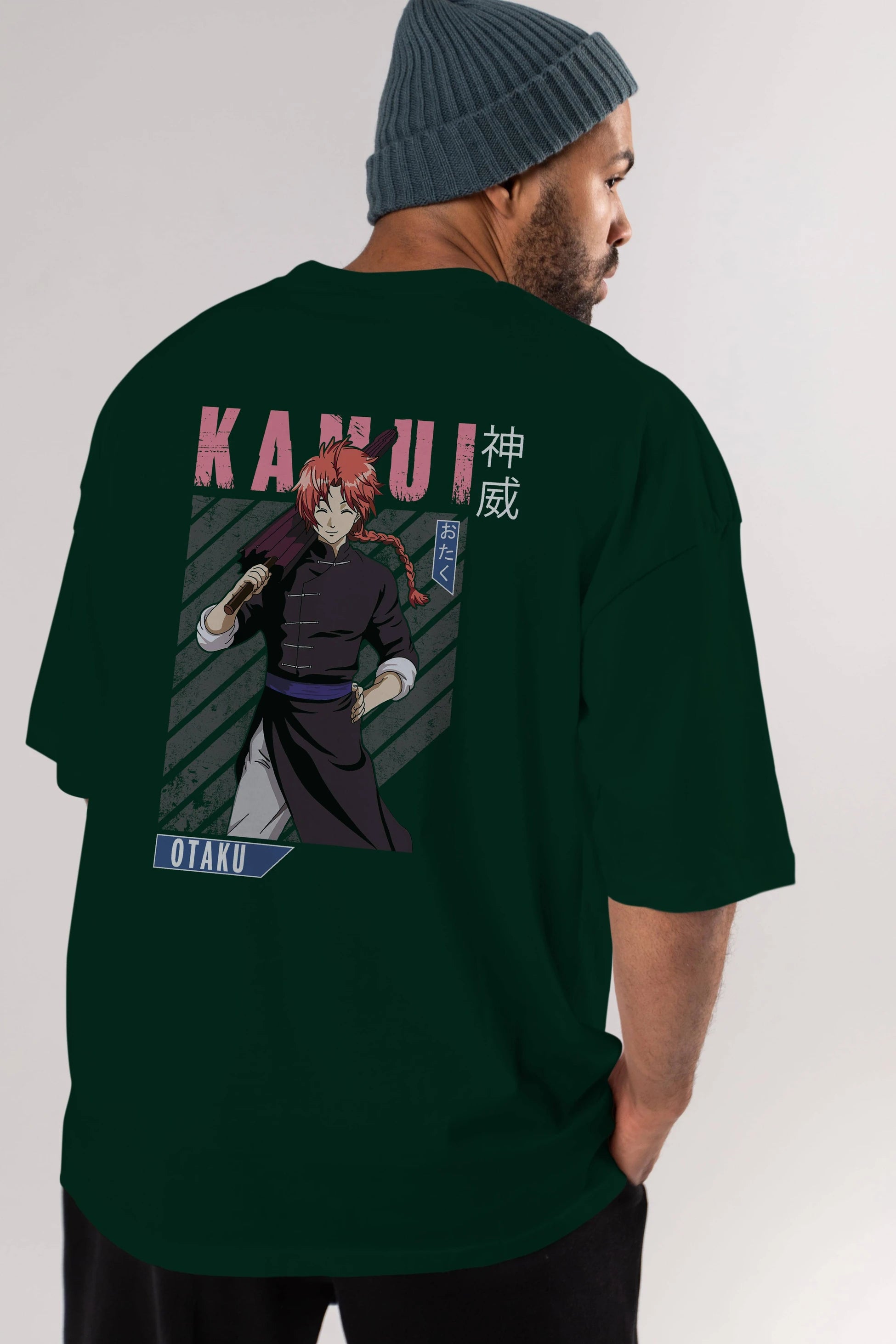 Kamui GINTAMA 1 Anime Arka Baskılı Oversize t-shirt Erkek Kadın Unisex