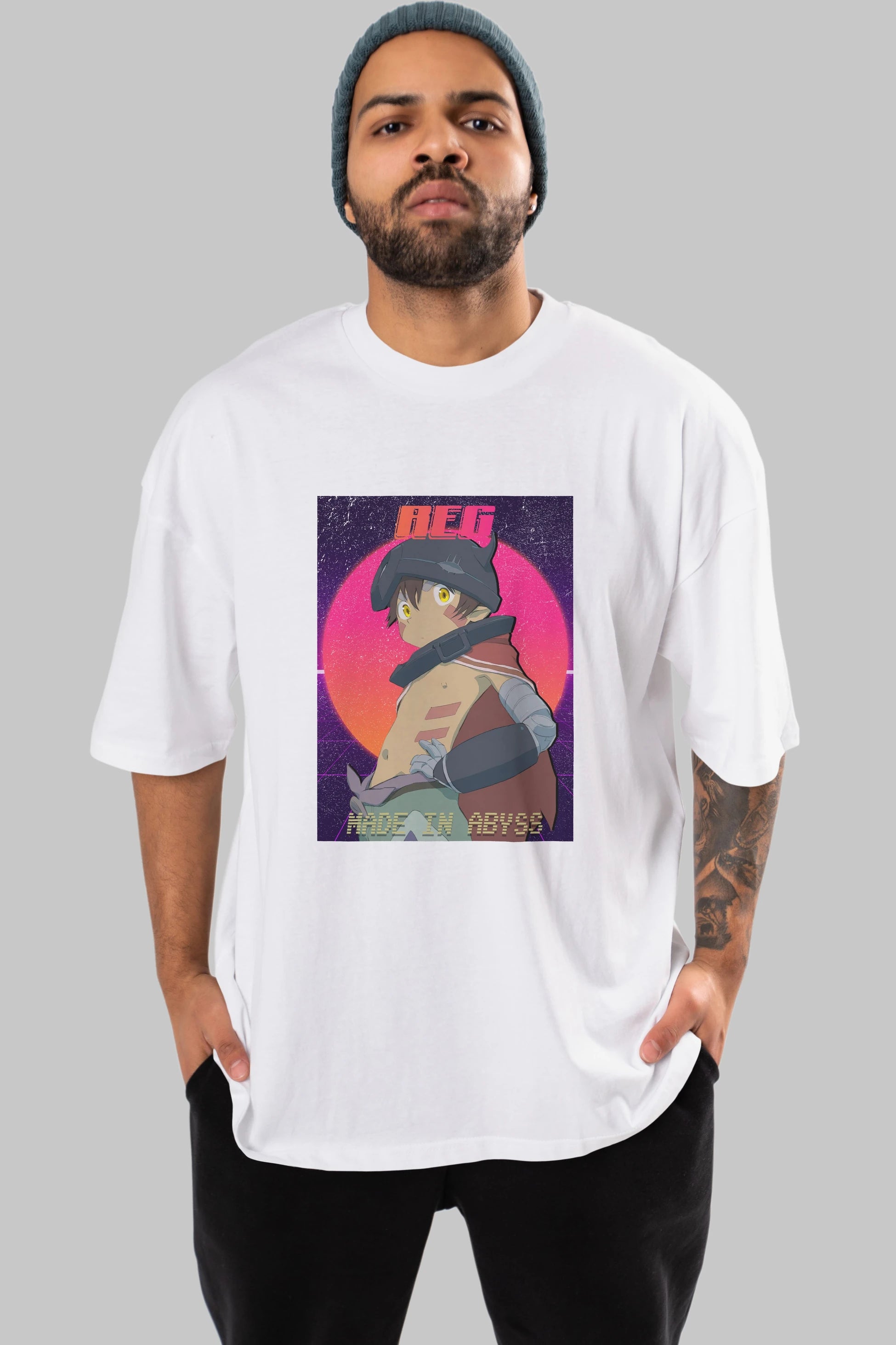 Reg 7 Anime Ön Baskılı Oversize t-shirt %100 pamuk Erkek Kadın Unisex