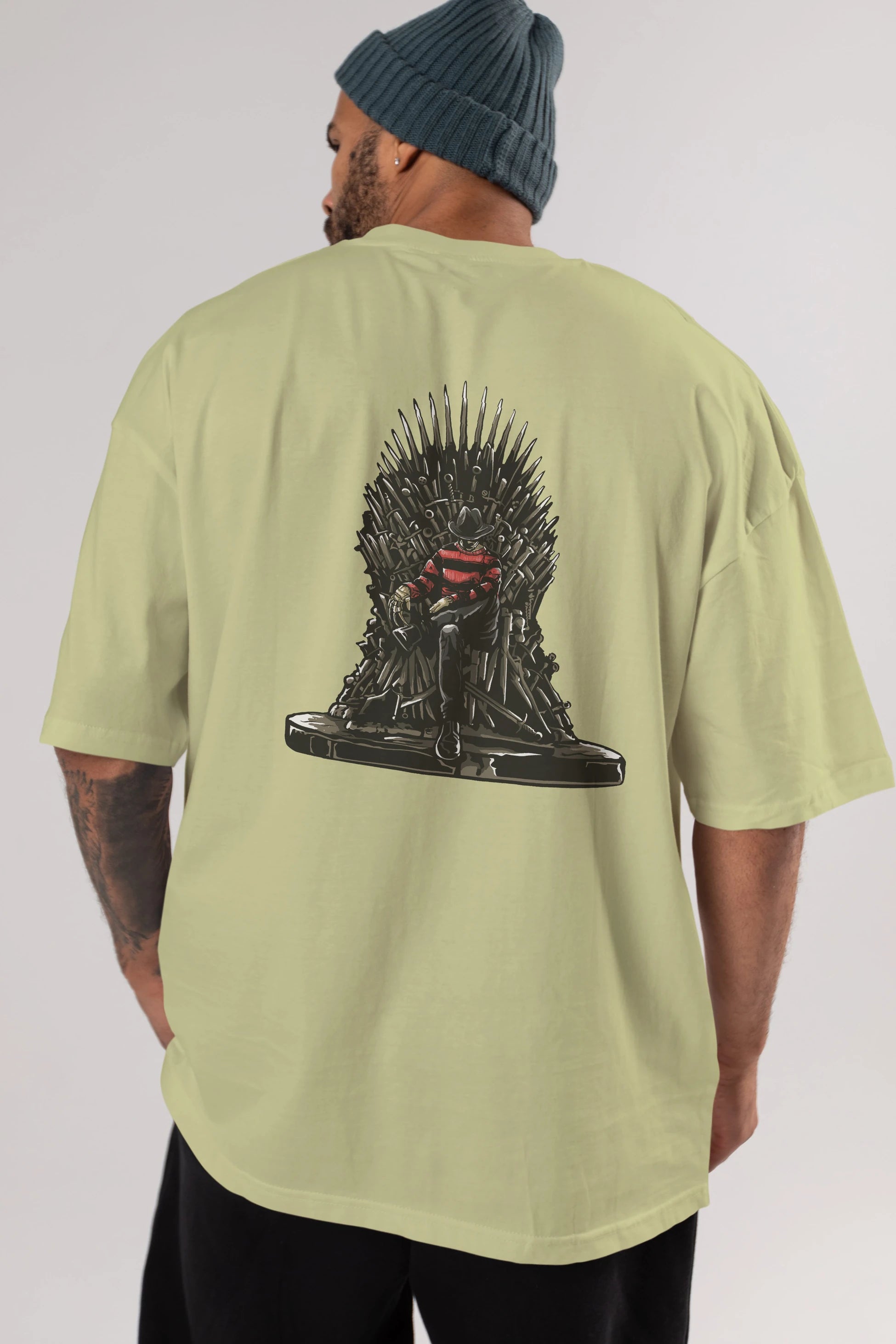 Nightmare Throne Arka Baskılı Oversize t-shirt Erkek Kadın Unisex %100 Pamuk